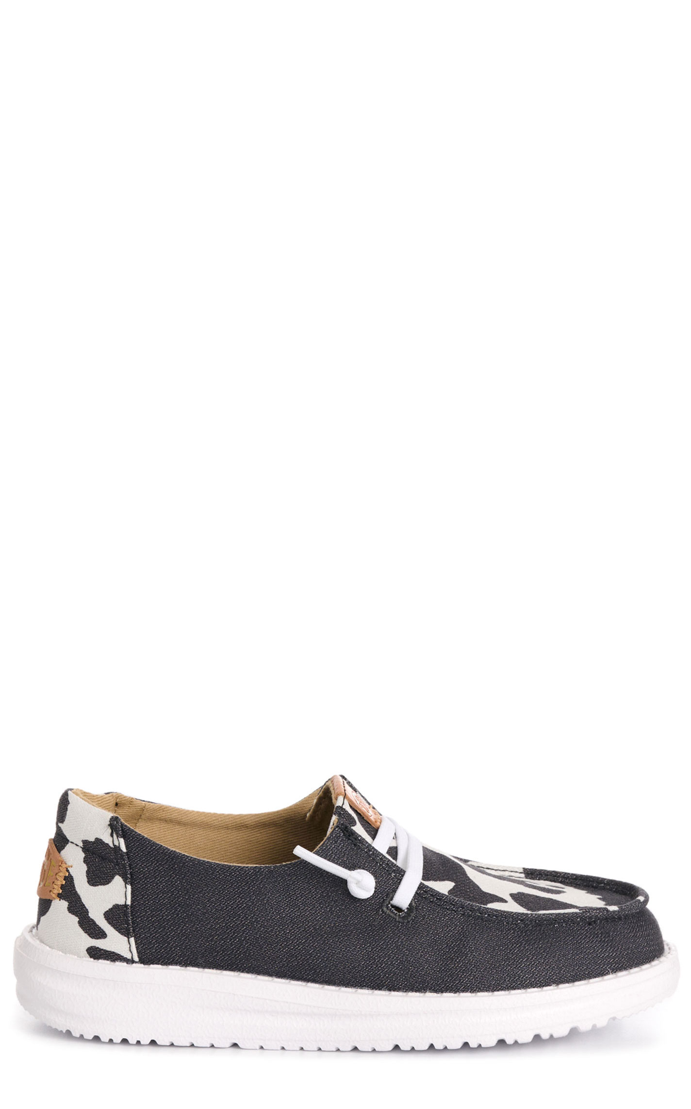 Hey Dude Toddler Girl's Wendy Black & White Cow Moc Casual Shoes - Image 1