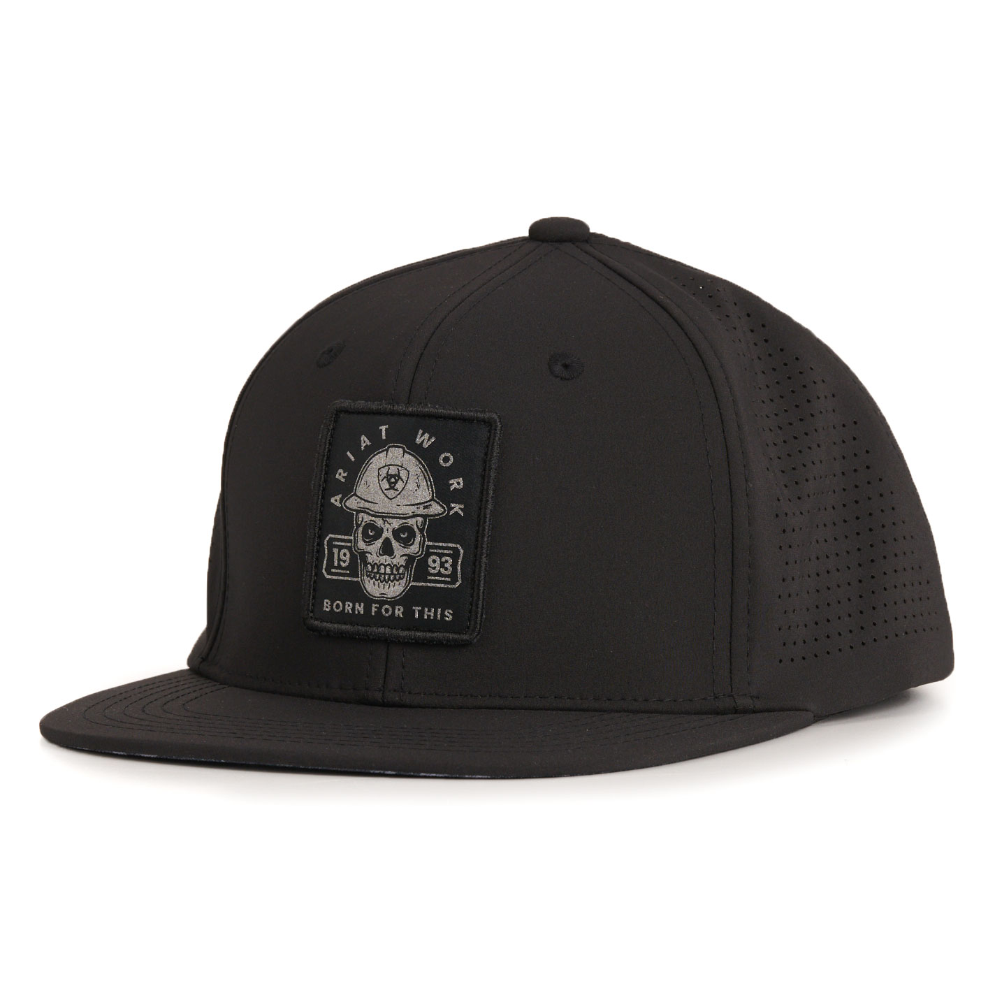 Ariat Black Flat Bill Reflective Square Work Roughneck Patch Cap - Image 1