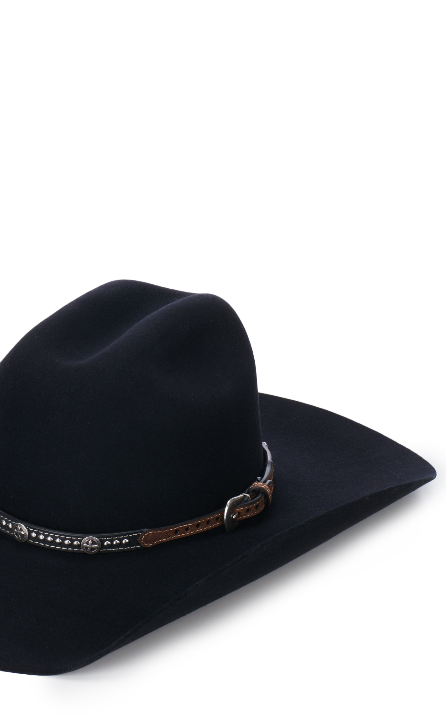 M&F Black and Brown with Cross Conchos and Studs Hatband - Image 1