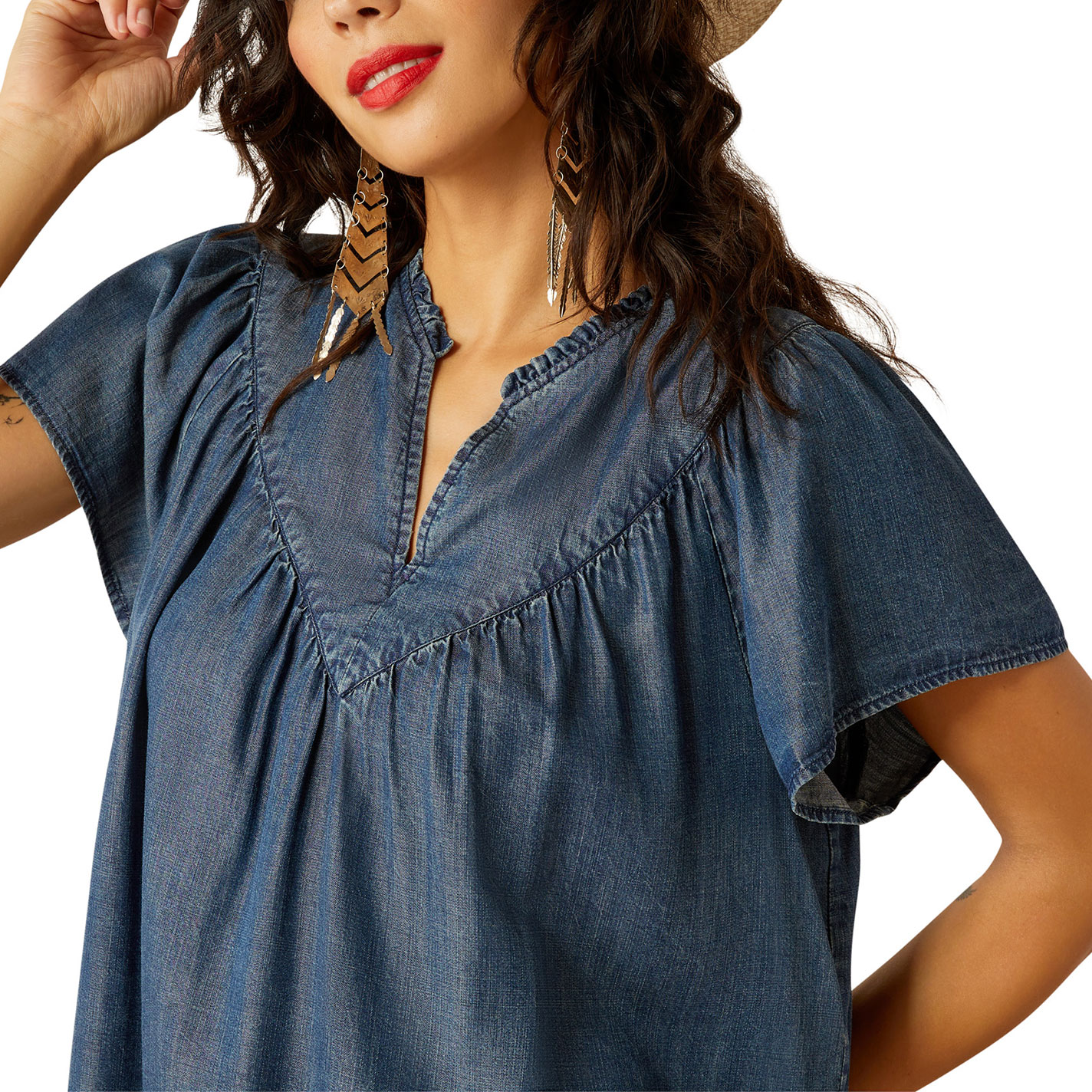 Ariat Women's Emma Medium Denim Blue Top - Image 1