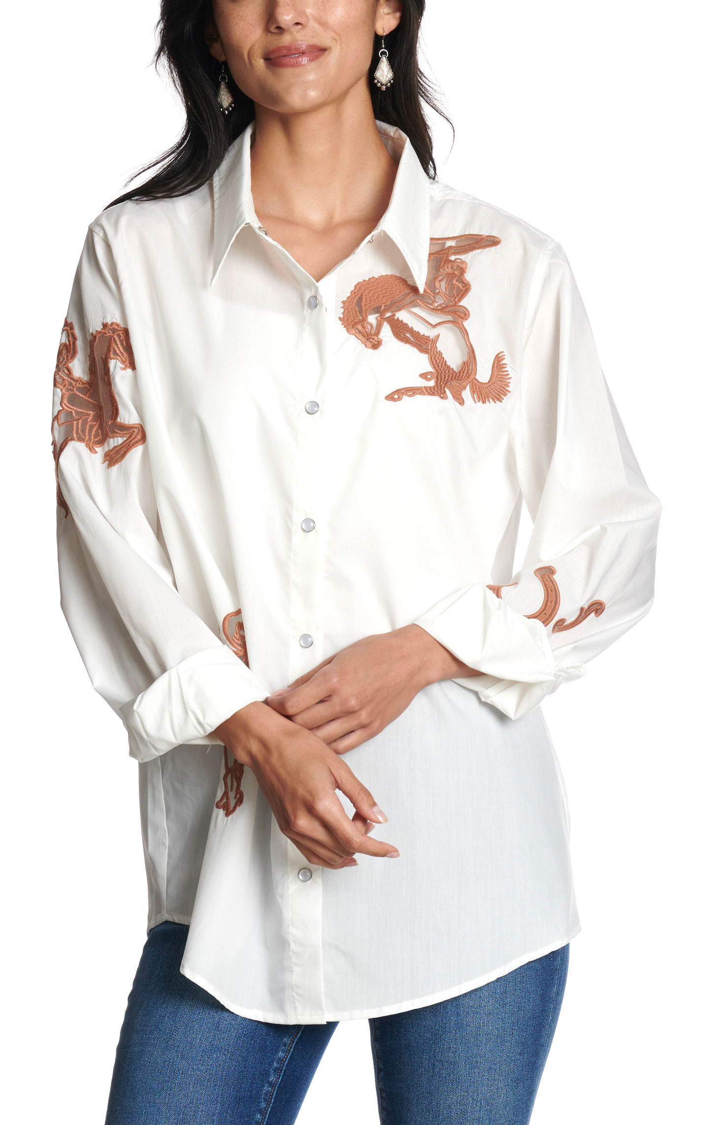 Merigold Kiss Women's White Mesh Cutout Blouse - Image 1