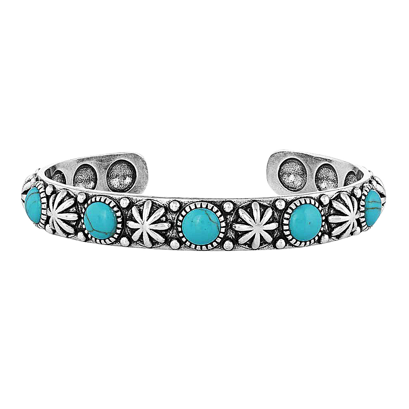 Montana Silversmiths Starlight Starbrite Stone Turquoise Silver Cuff Bracelet - Image 1