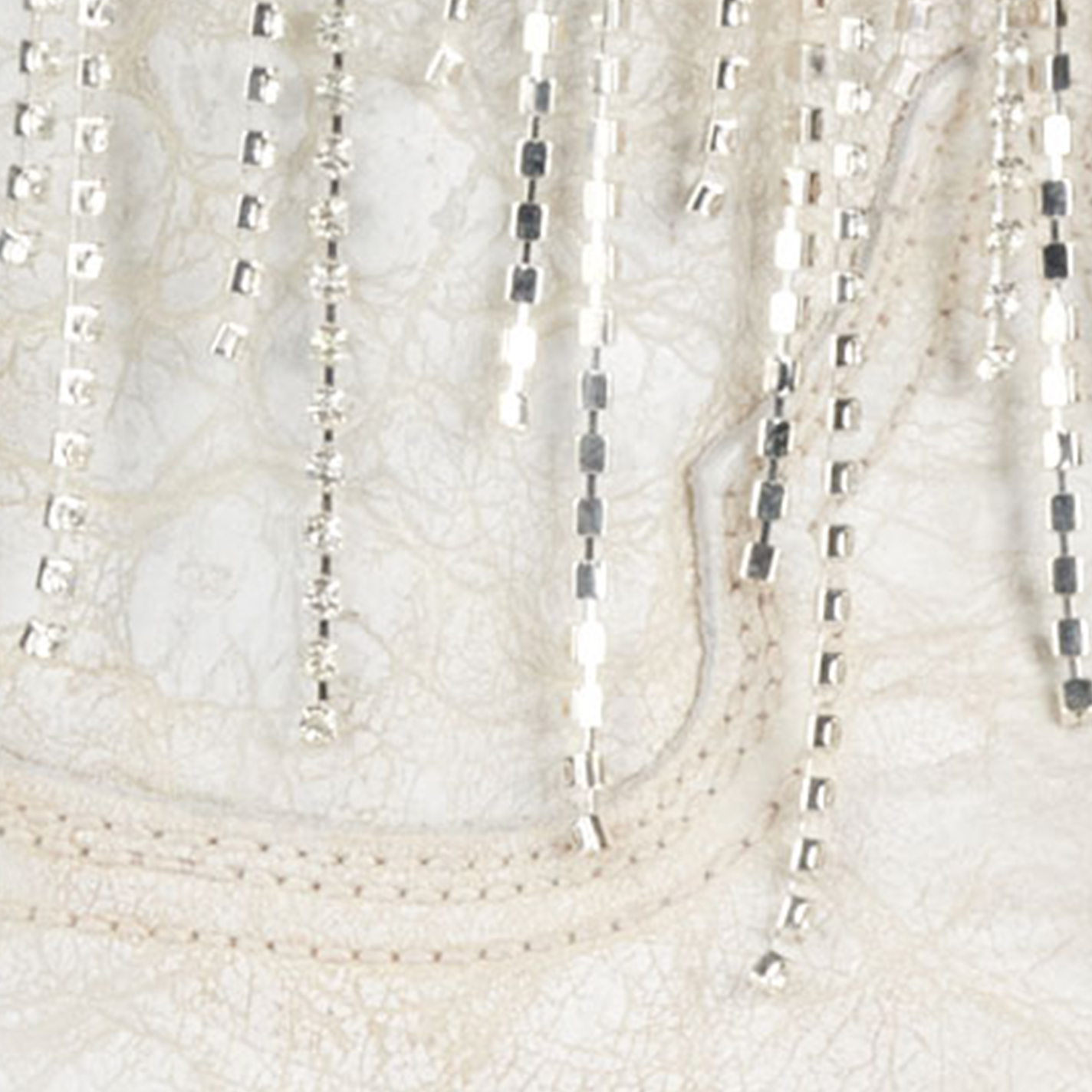 Corral Women's Distressed White with Crystal Fringe Snip Toe Cowboy Booties - Image 1