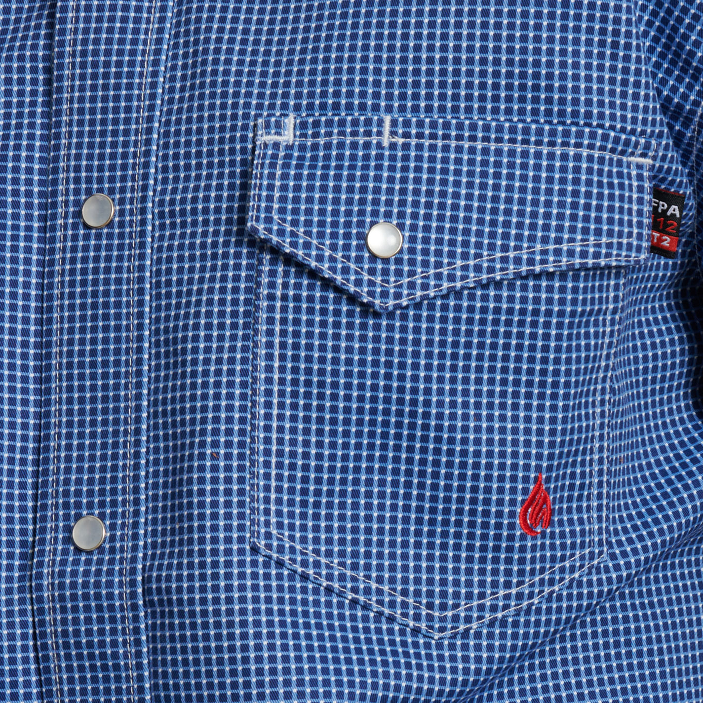 Forge Men's Blue & White Geo FR Work Shirt - Image 3