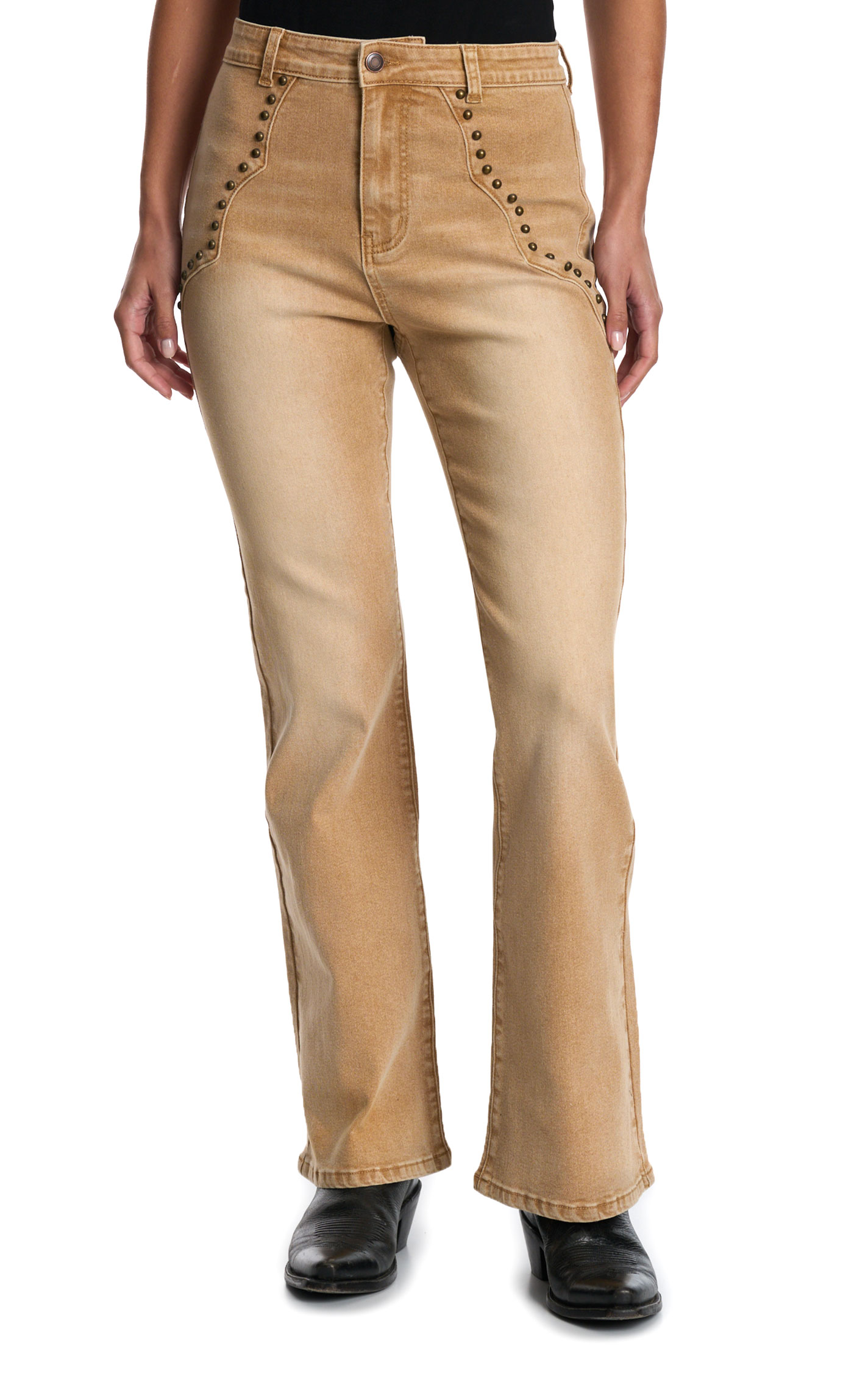 Blue B Women's Cinnamon Brass Studded Flare Leg Jeans - Image 1