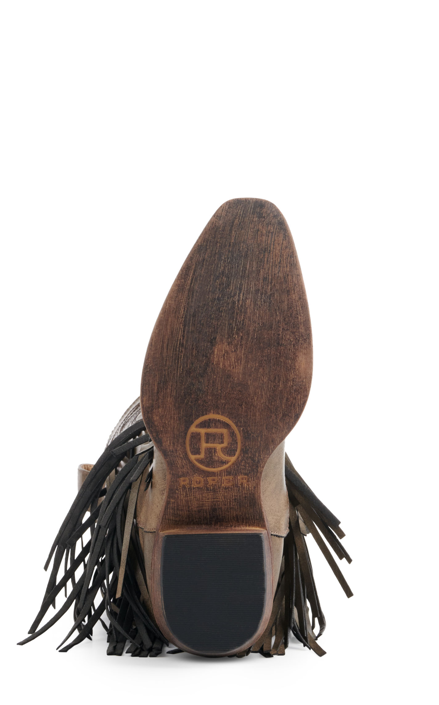 Roper Women's Brown Faux Leather with Fringe Snip Toe Boots - Image 1