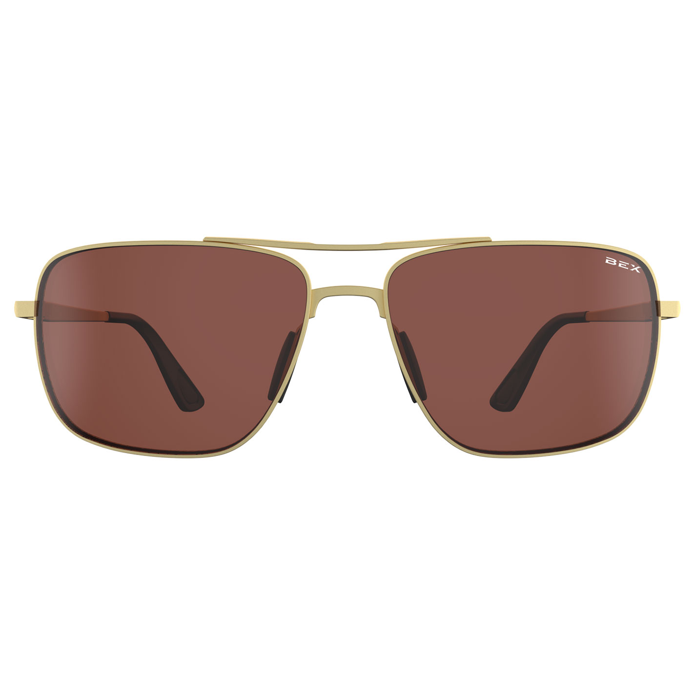 BEX Porter Matte Gold & Brown Aviator Sunglasses - Image 1