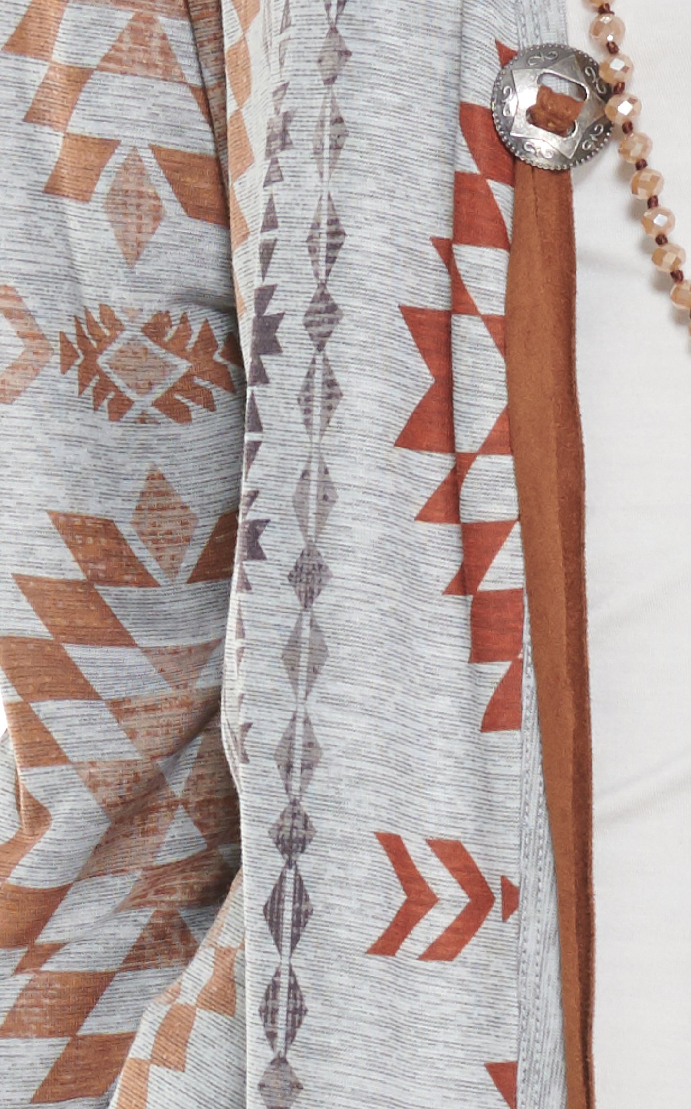 Cotton & Rye Women's Gray with Aztec Print Long Duster Cardigan - Image 1