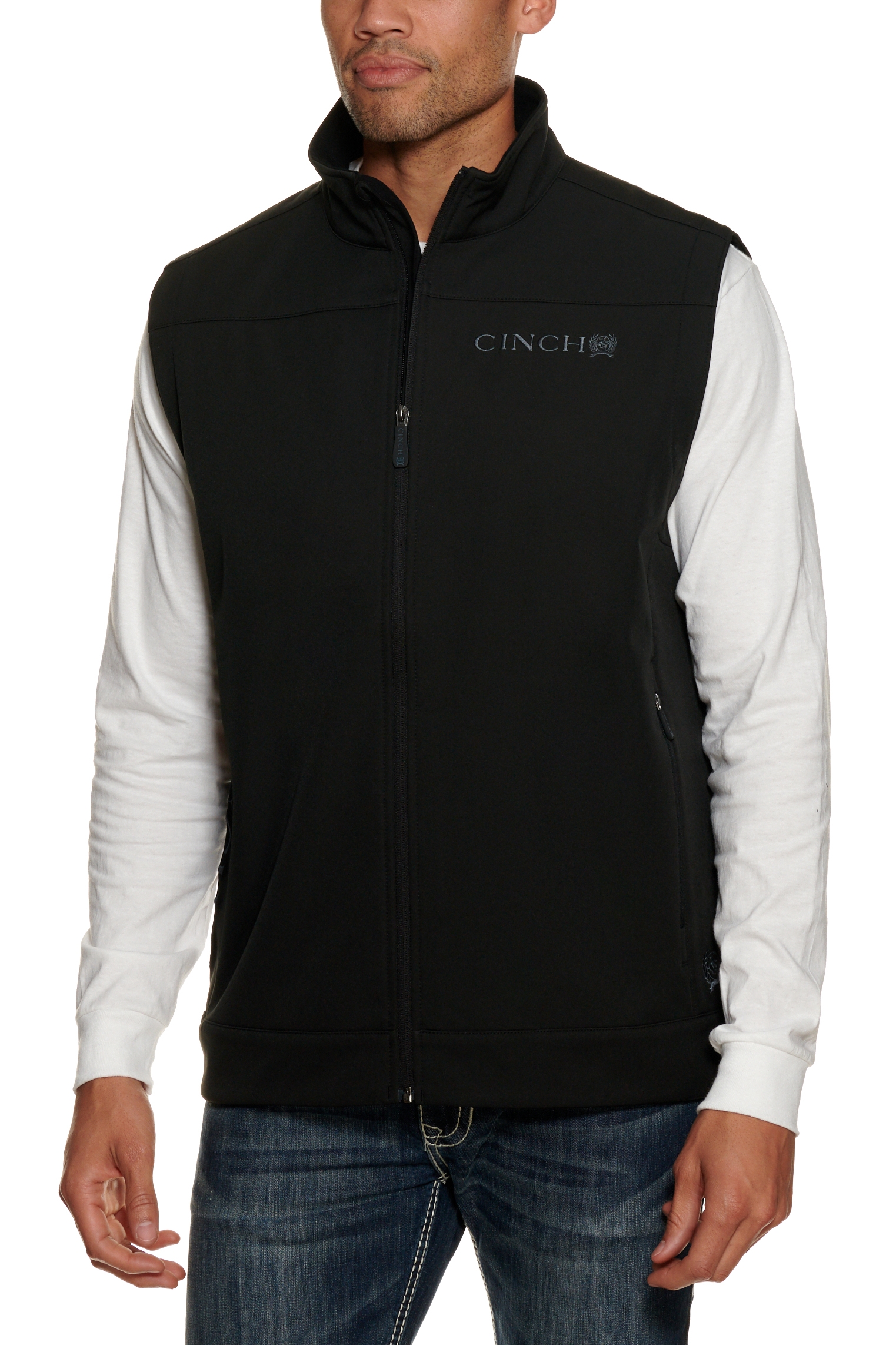 Cinch Men's Black & Gray Logo Bonded Vest - Image 1