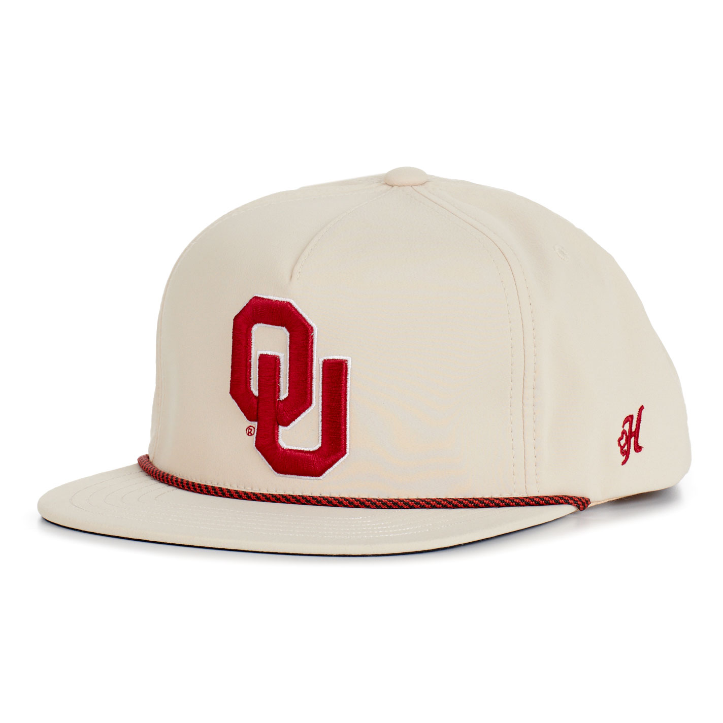 Hooey Collegiate Collection Tan Oklahoma Logo & Rope Flat Bill Cap - Image 1