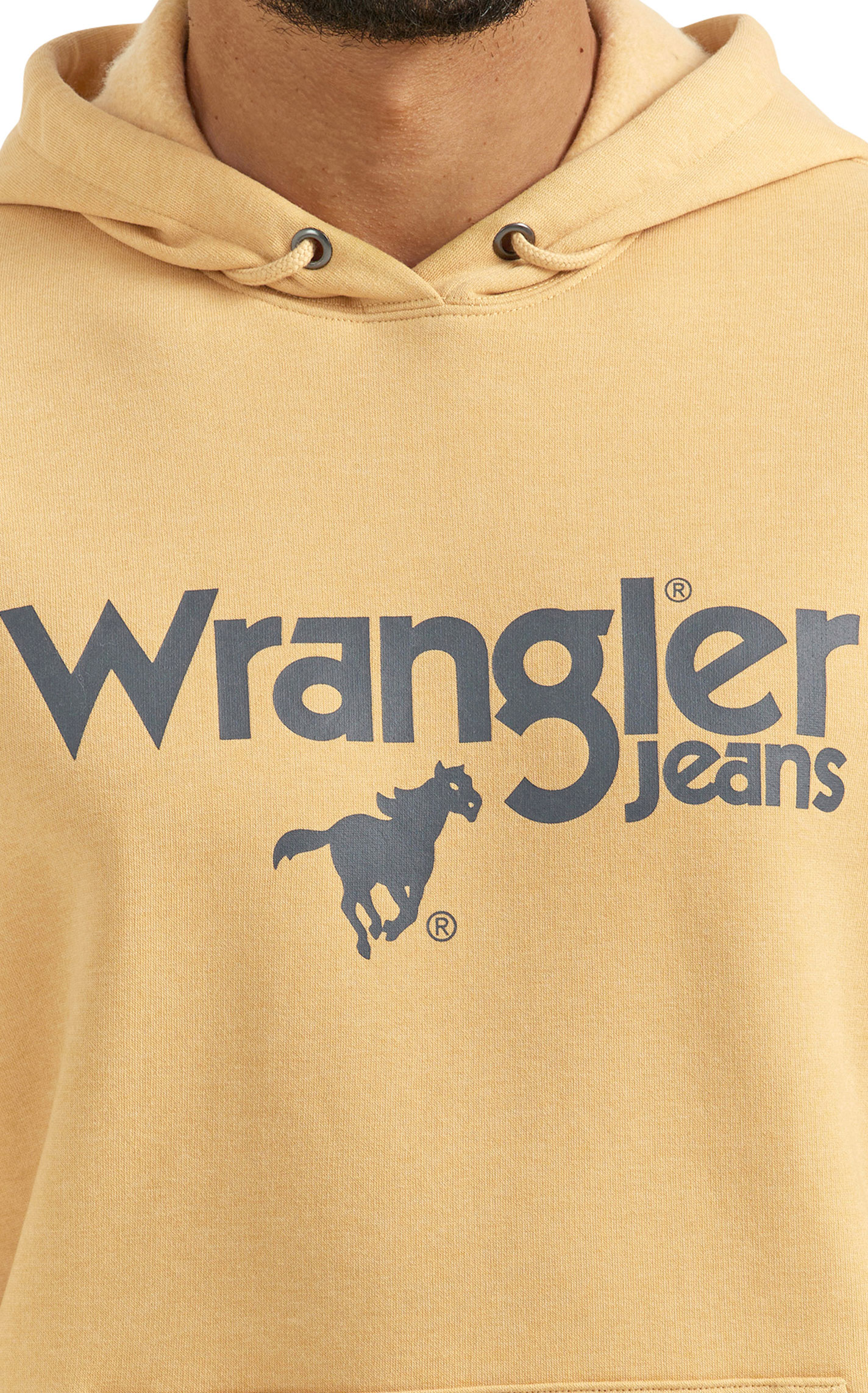 Wrangler Men's Muted Gold & Navy Logo Graphic Hoodie - Image 1