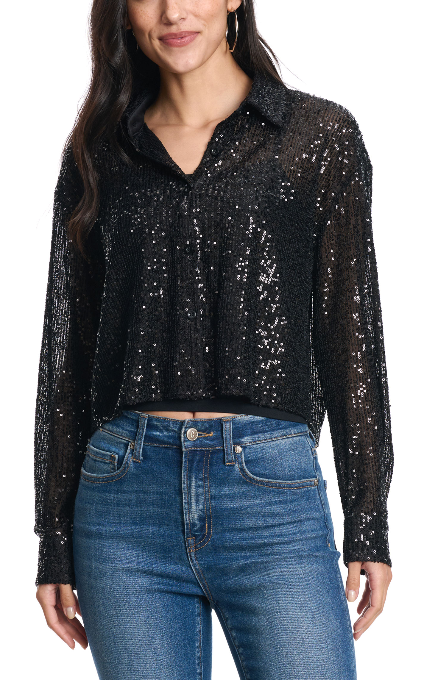 Moa Moa Women's Black Sequined Top - Image 1
