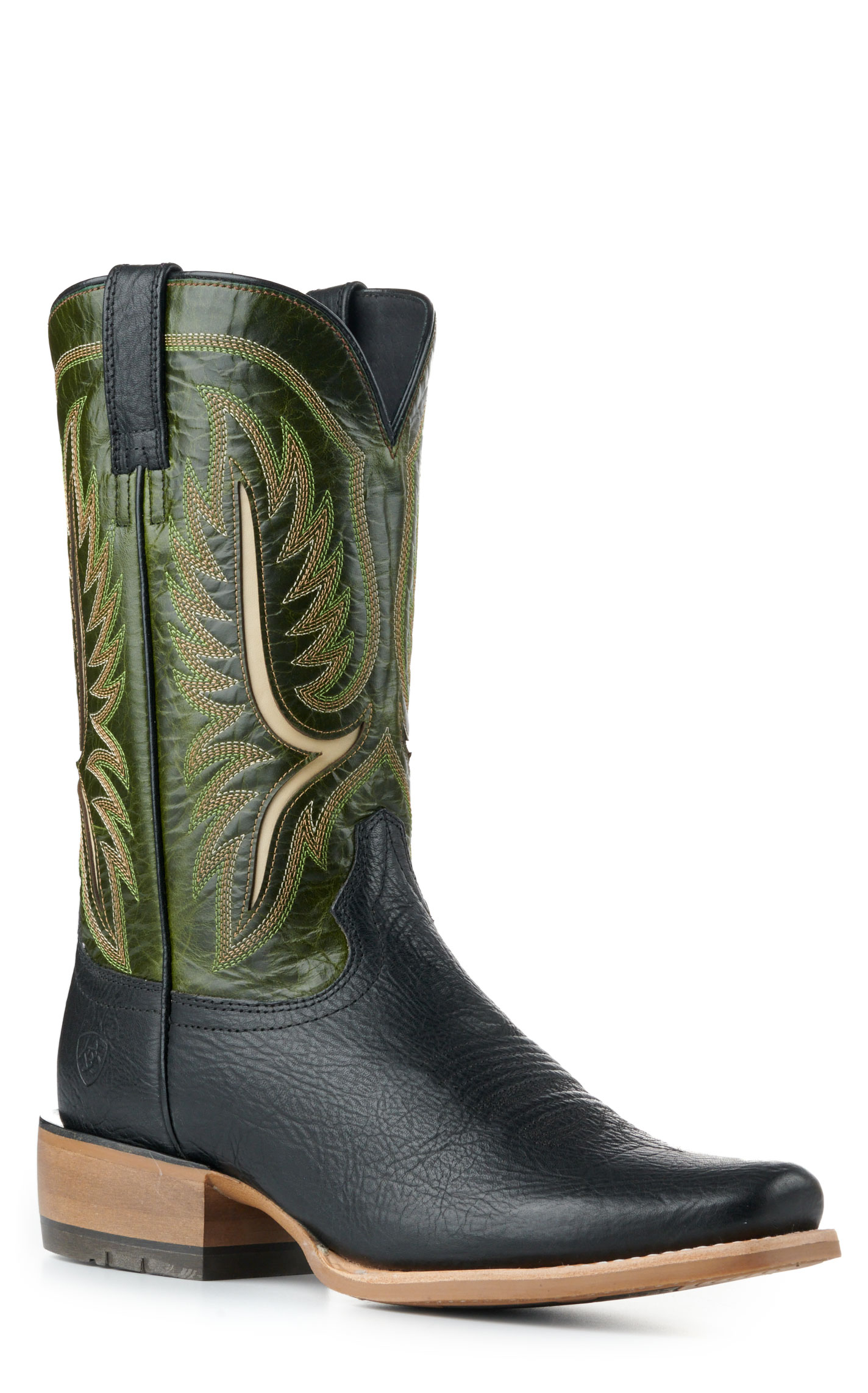 Ariat Men's Stadtler Black and Dark Lime TekStep Square Toe Cowboy Boots - Image 1