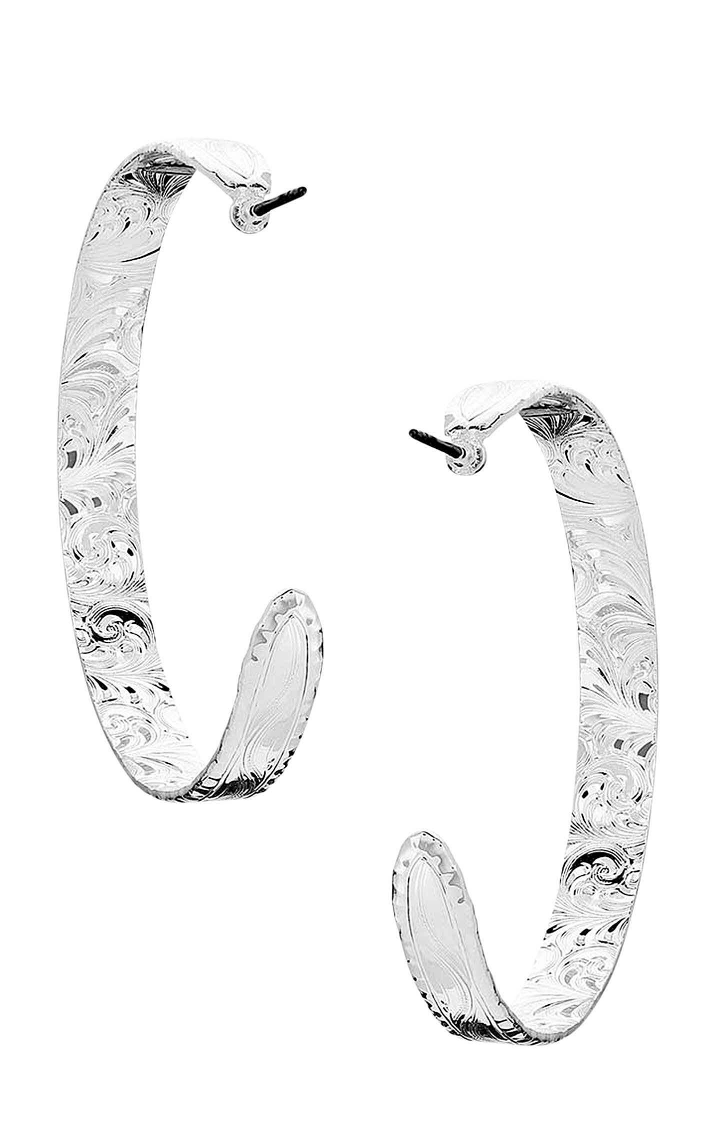 Montana Silversmiths Silver Western Filigree Hoop Earrings - Image 2