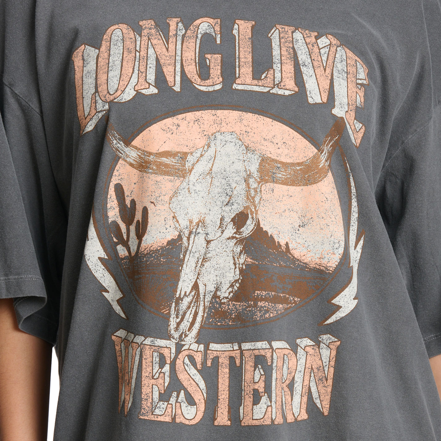 Zutter Women's Charcoal Western Boyfriend-Fit Graphic T-Shirt - Image 1