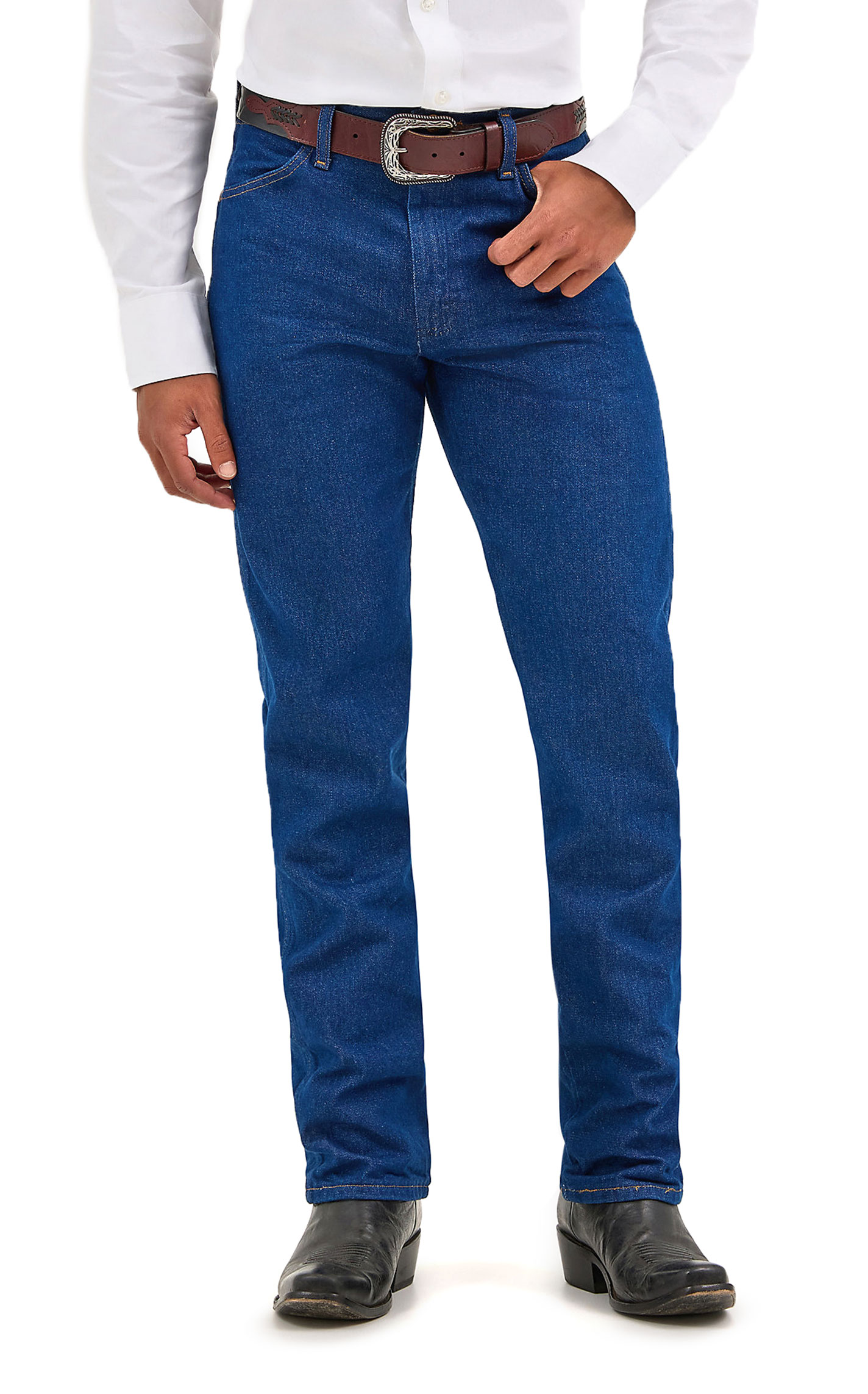 Wrangler Men's Cowboy Cut Prewashed Indigo Original Fit Tapered Leg Jeans - Image 1