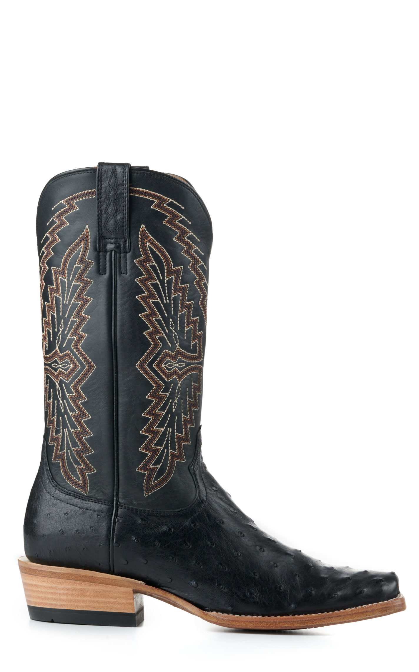 Ariat Men's Futurity Done Right Black Full Quill Ostrich TekStep Square Toe Exotic Cowboy Boots - Image 1