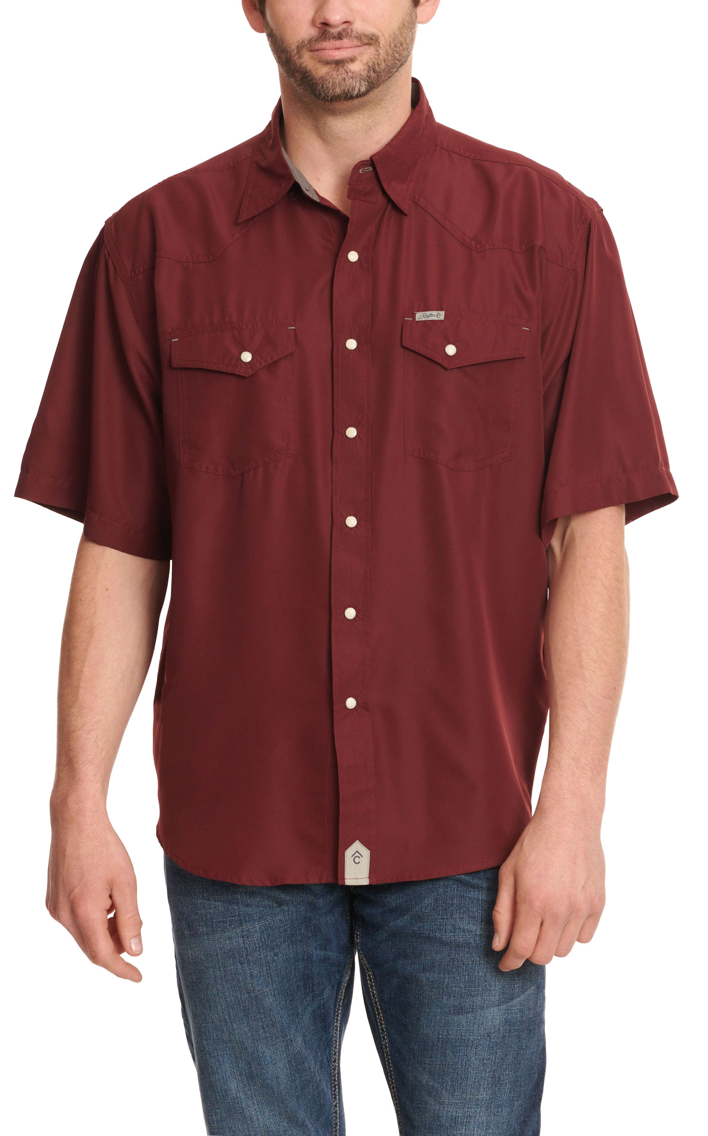 Rafter C Outdoors Men's Maroon Short Sleeve Fishing Shirt - Image 1