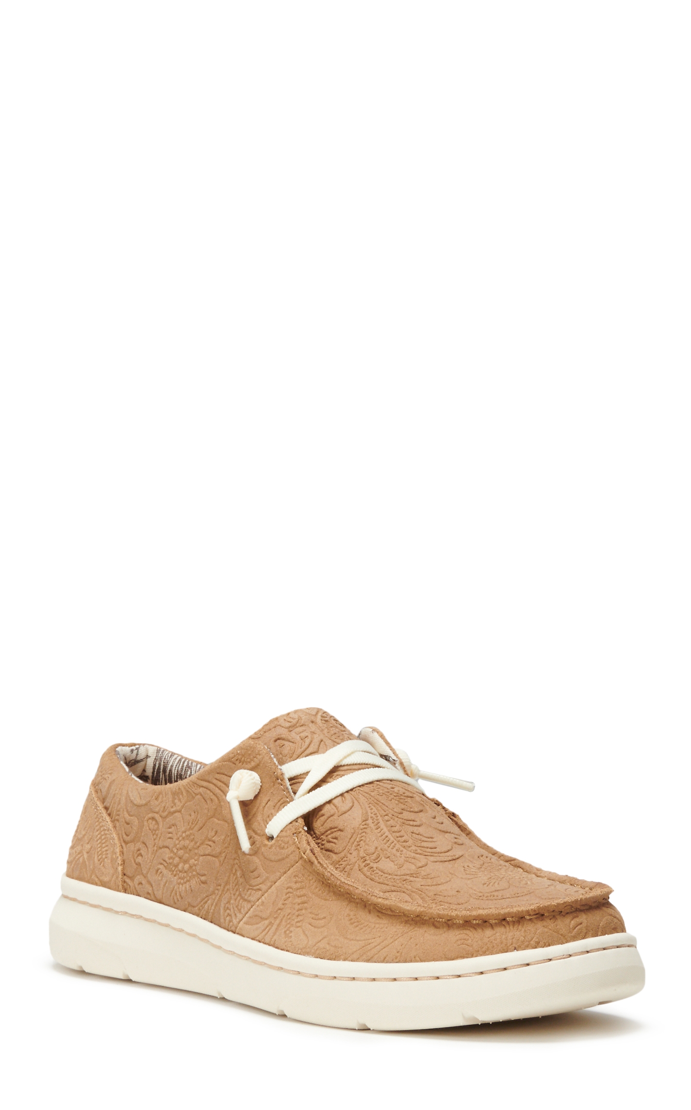 Ariat Women's Hilo Tan Floral Embossed Lace Up Casual Shoe - Image 1