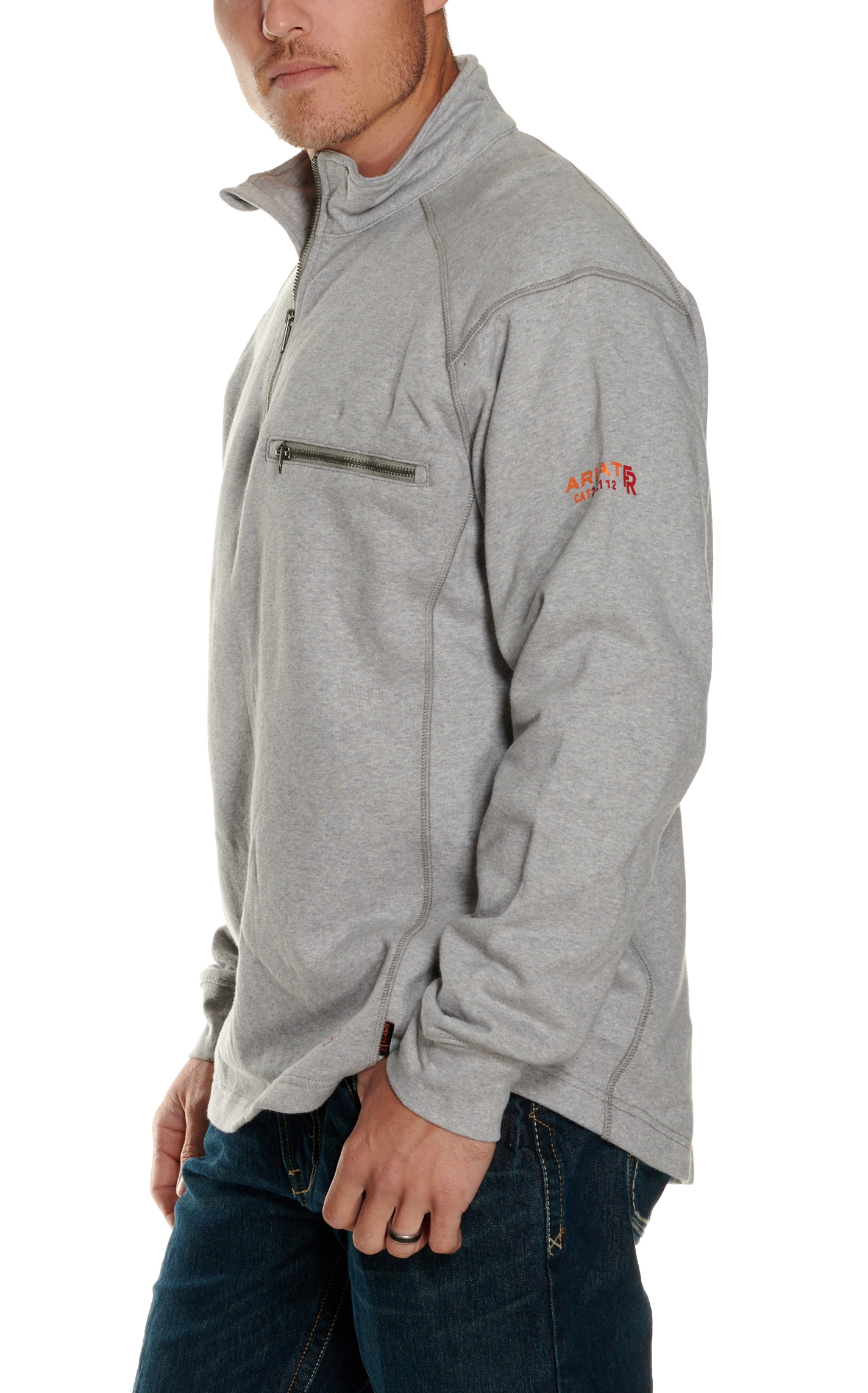 Ariat Men's FR Silver Fox Heather 1/4 Zip Pullover - Big & Tall - Image 1