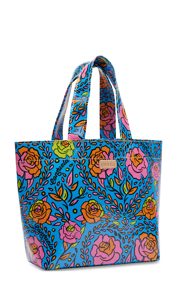 Consuela Mandy Blue Floral Print Grab N Go Basic Mini Tote - Image 1