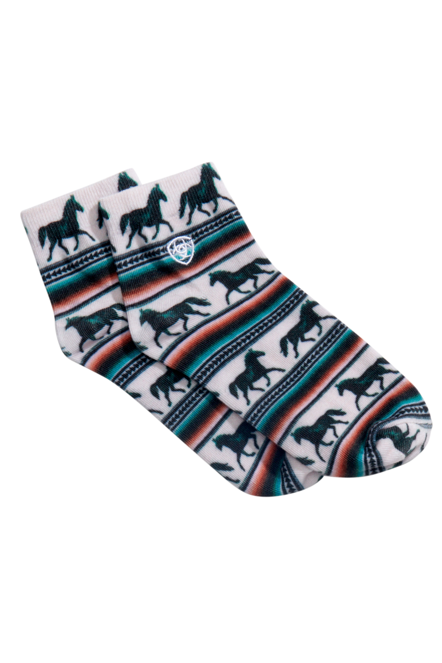 Ariat Women's Serape & Horses 2-Pack Quarter Crew Socks - Image 1