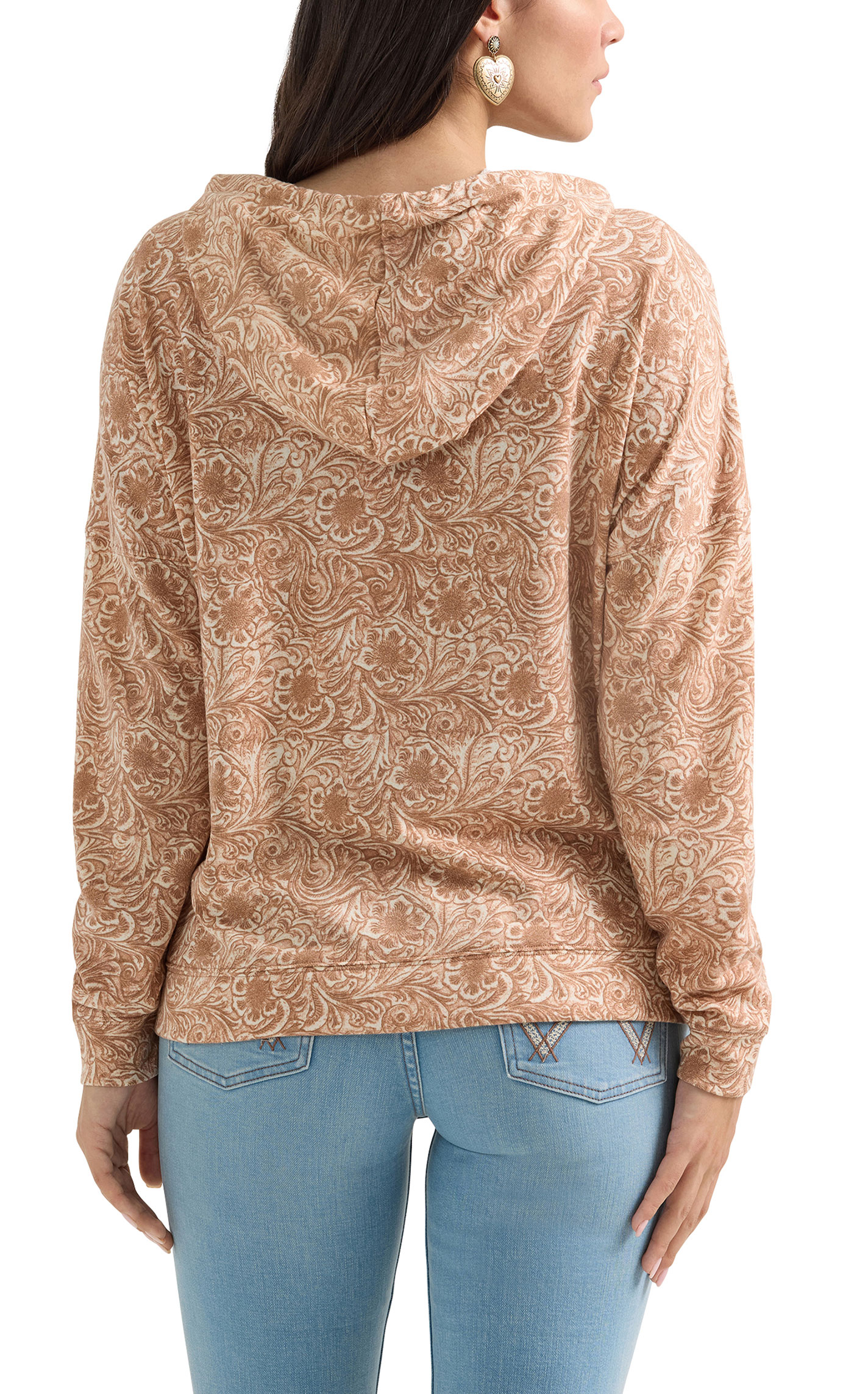 Wrangler Retro Women's Cinnamon Latte Tooled Print Hoodie - Image 1