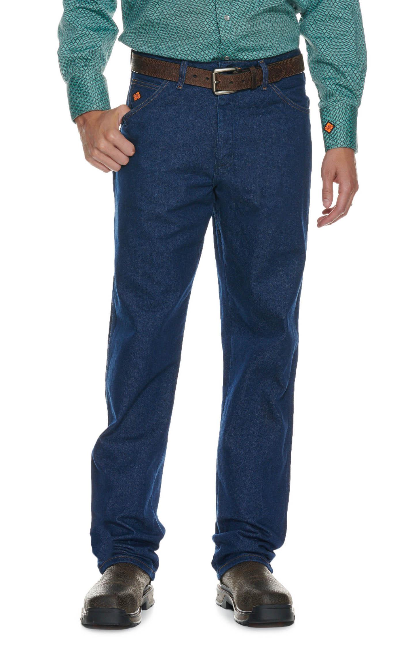 Wrangler Men's Prewashed Relaxed Fit FR Work Jeans - Image 1