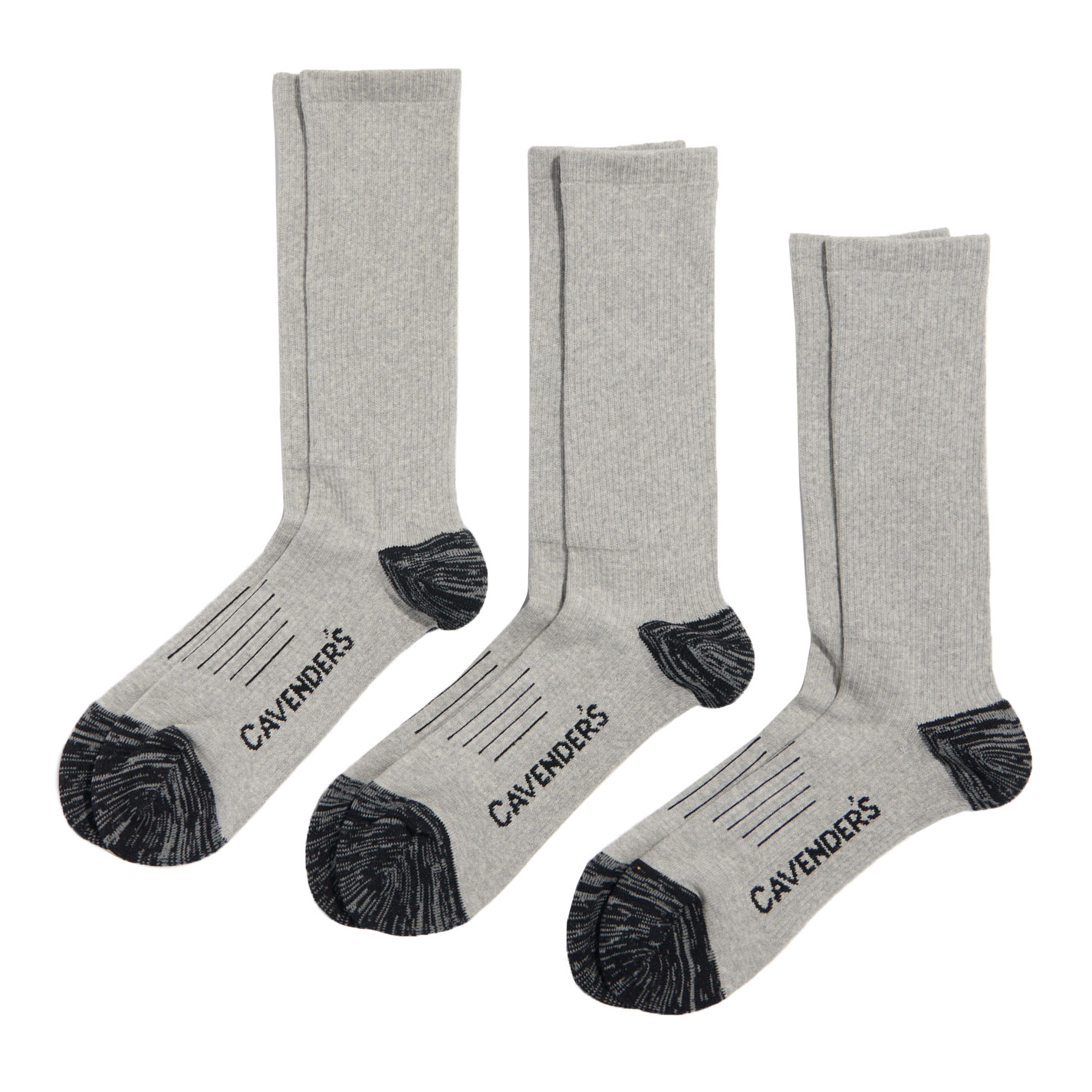 Cavender's Men's Gray 3-Pack Medium Cotton Boot Socks  - Image 1