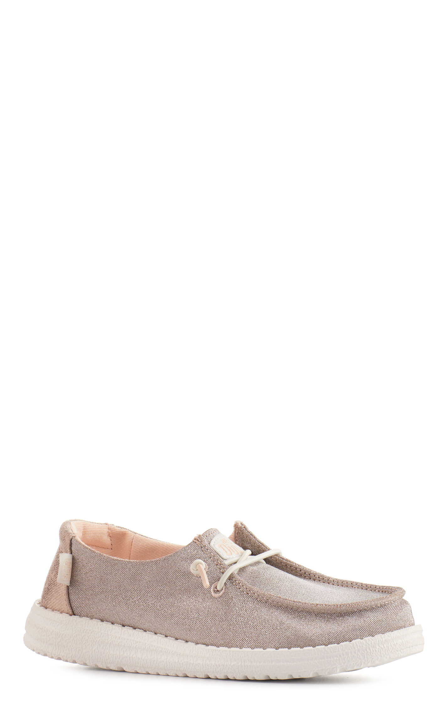 Hey Dude Youth Girls' Wendy Metallic Sparkle Rose Gold Moc Toe Lace Up Casual Shoes - Image 1