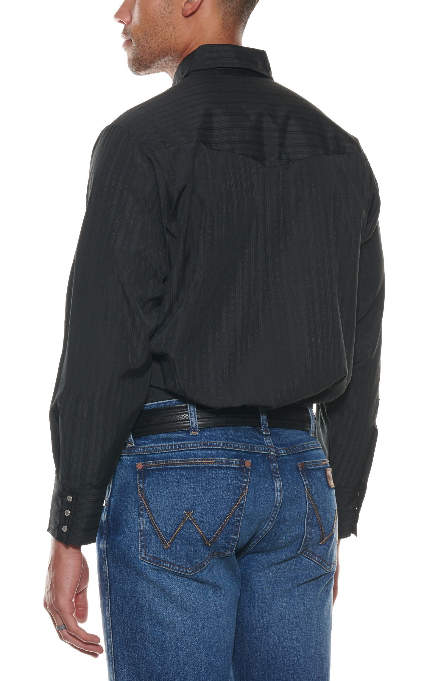 Ely Walker Men's Solid Black Long Sleeve Western Shirt - Image 1