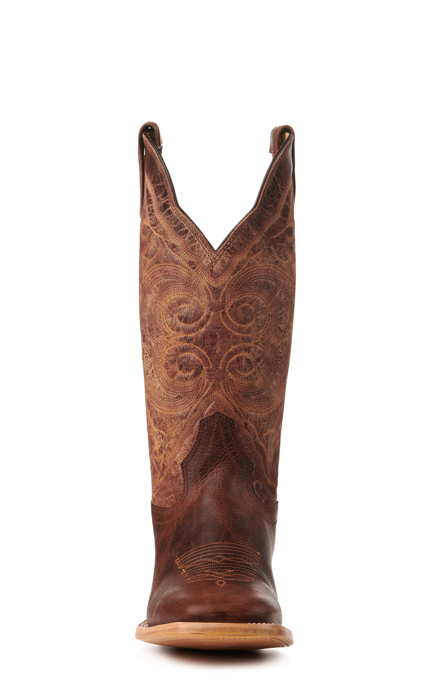 Hondo Men's Cognac and Brown Waxy Leather Square Toe Cowboy Boots - Image 1