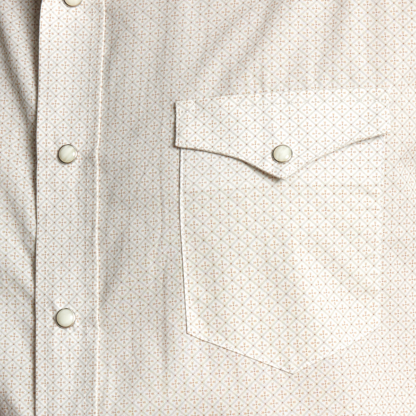 Panhandle Men’s White and Khaki Geo Print Western Shirt - Image 1