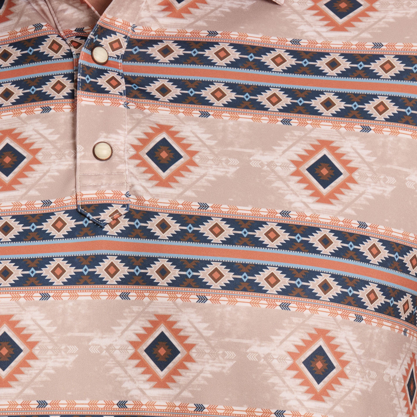 Rafter C Men's Navy Aztec Print Polo Shirt - Image 1