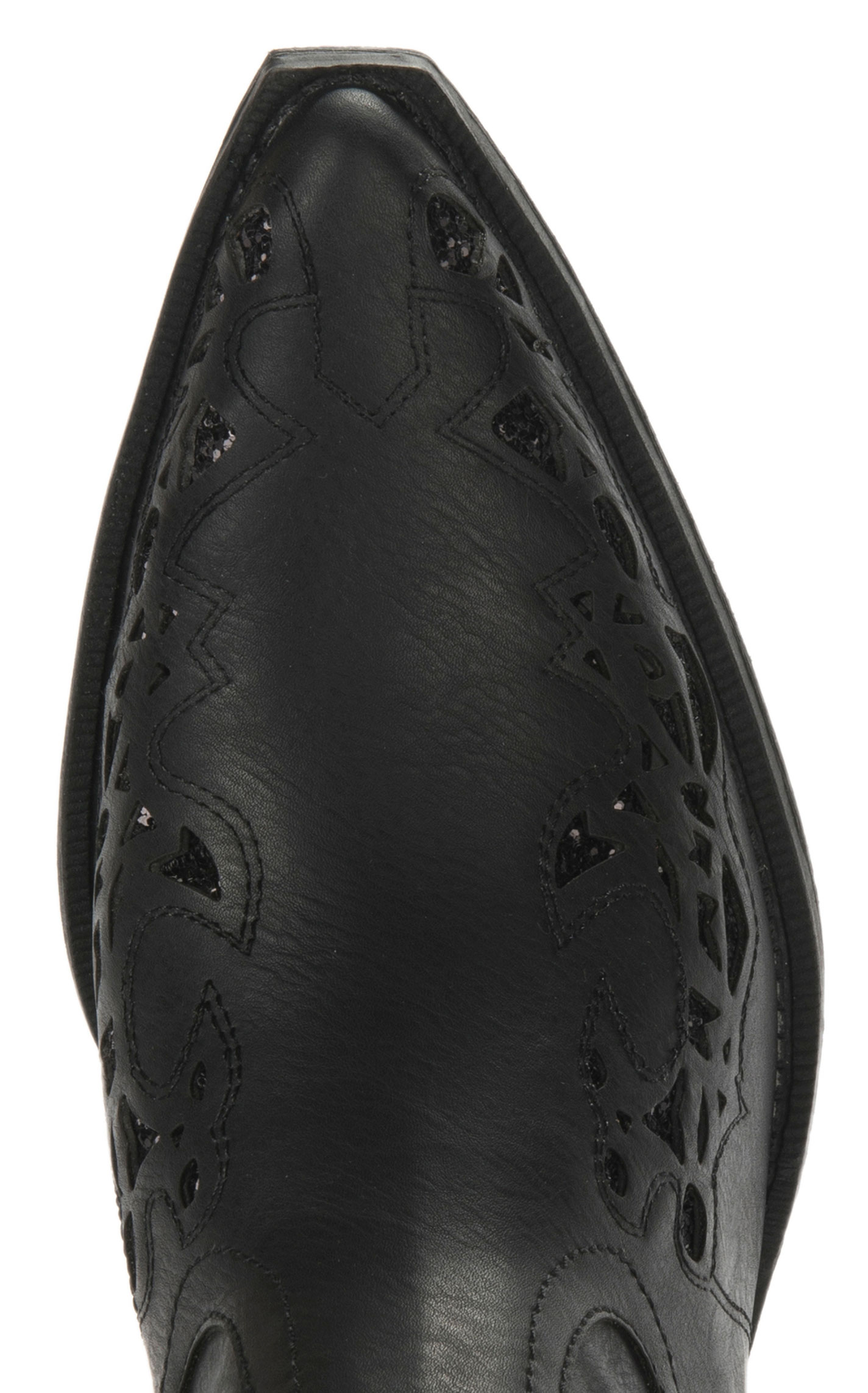 Roper Women's Black Faux Leather with Black Metallic Inlay Snip Toe Cowboy Boot - Image 1