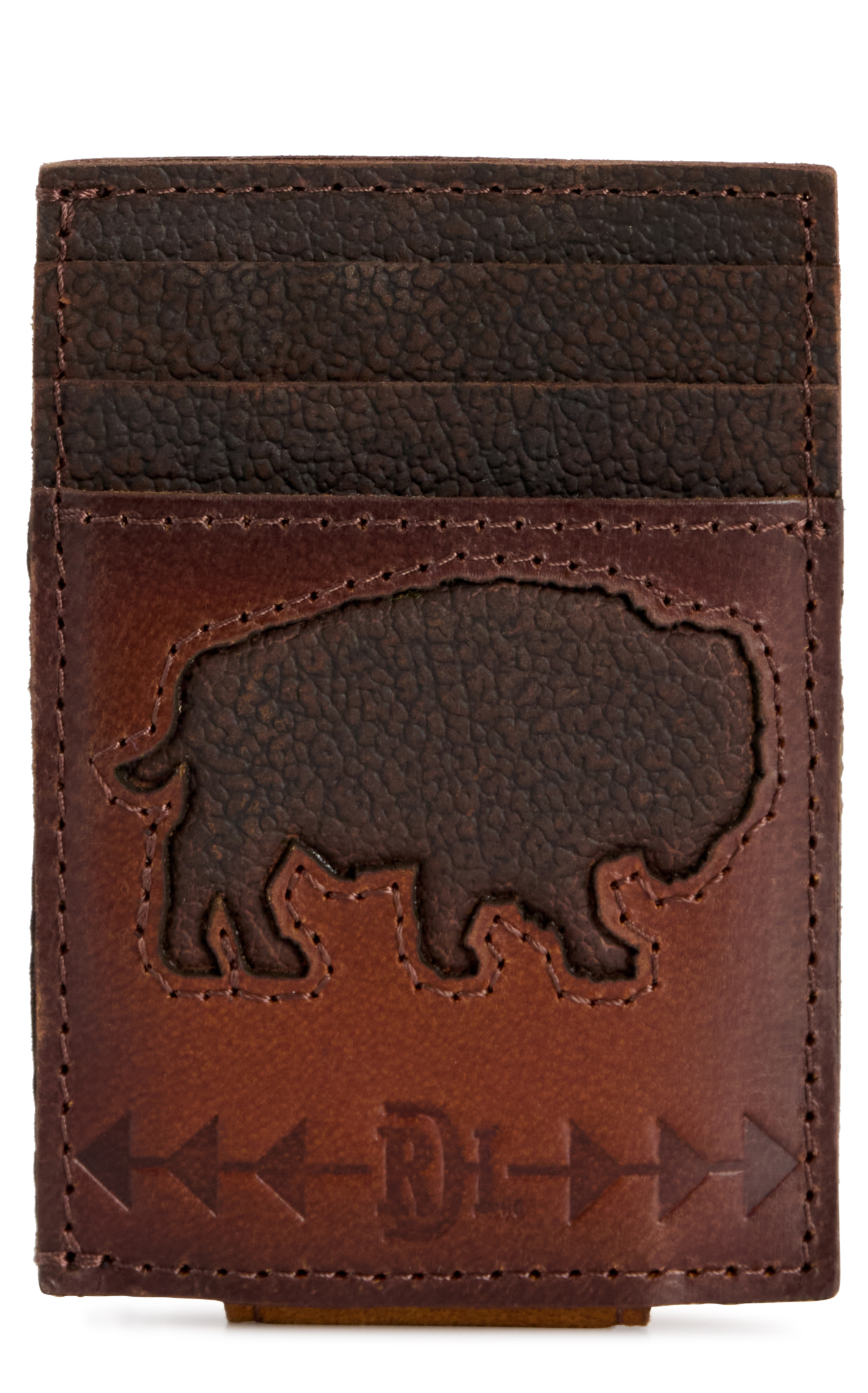 Red Dirt Hat Co. Brown Leather Buffalo Money Clip Card Case - Image 1