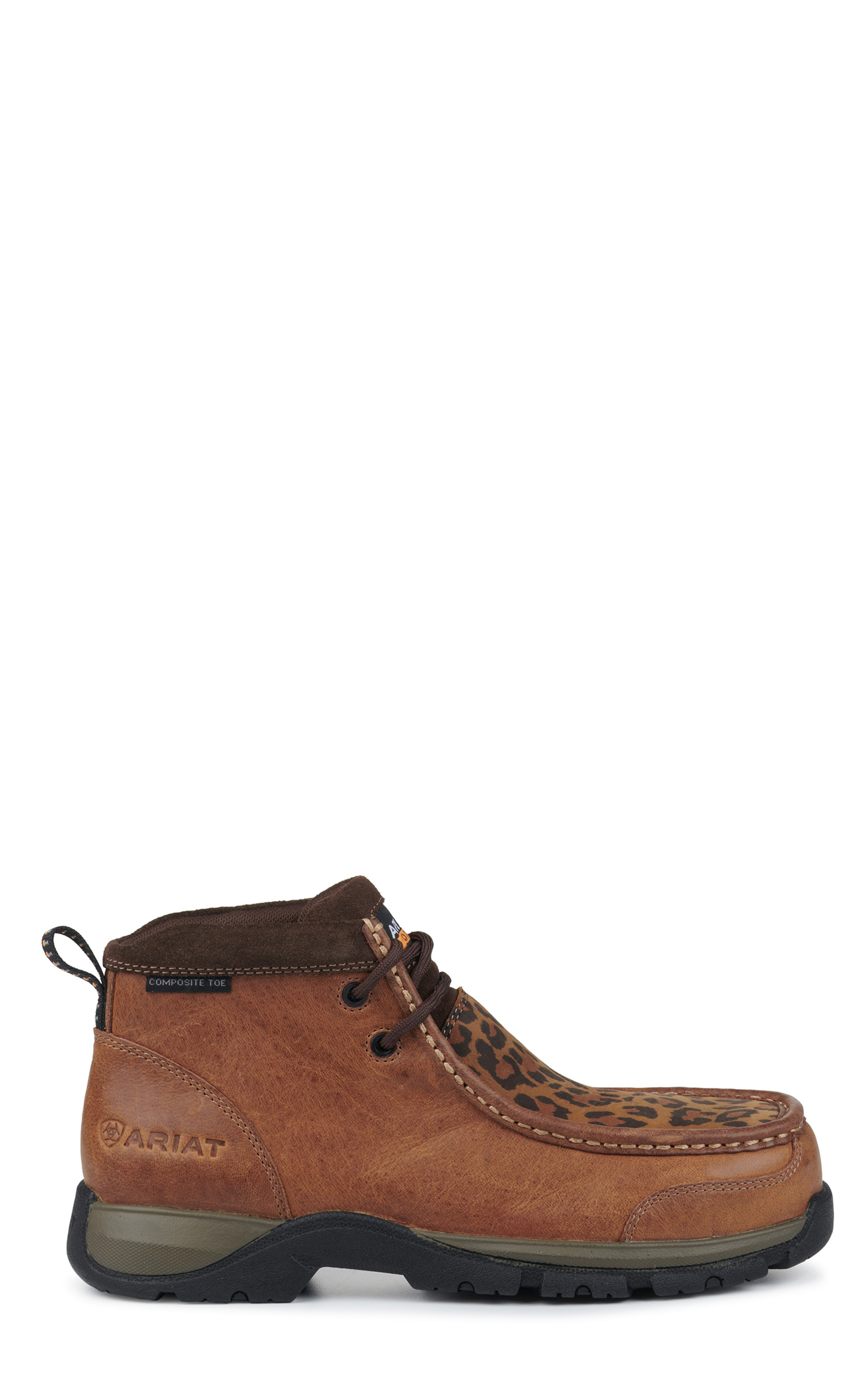 Ariat Women's Edge LTE Brown and Cheetah Print Round Composite Toe Work Boot - Image 1