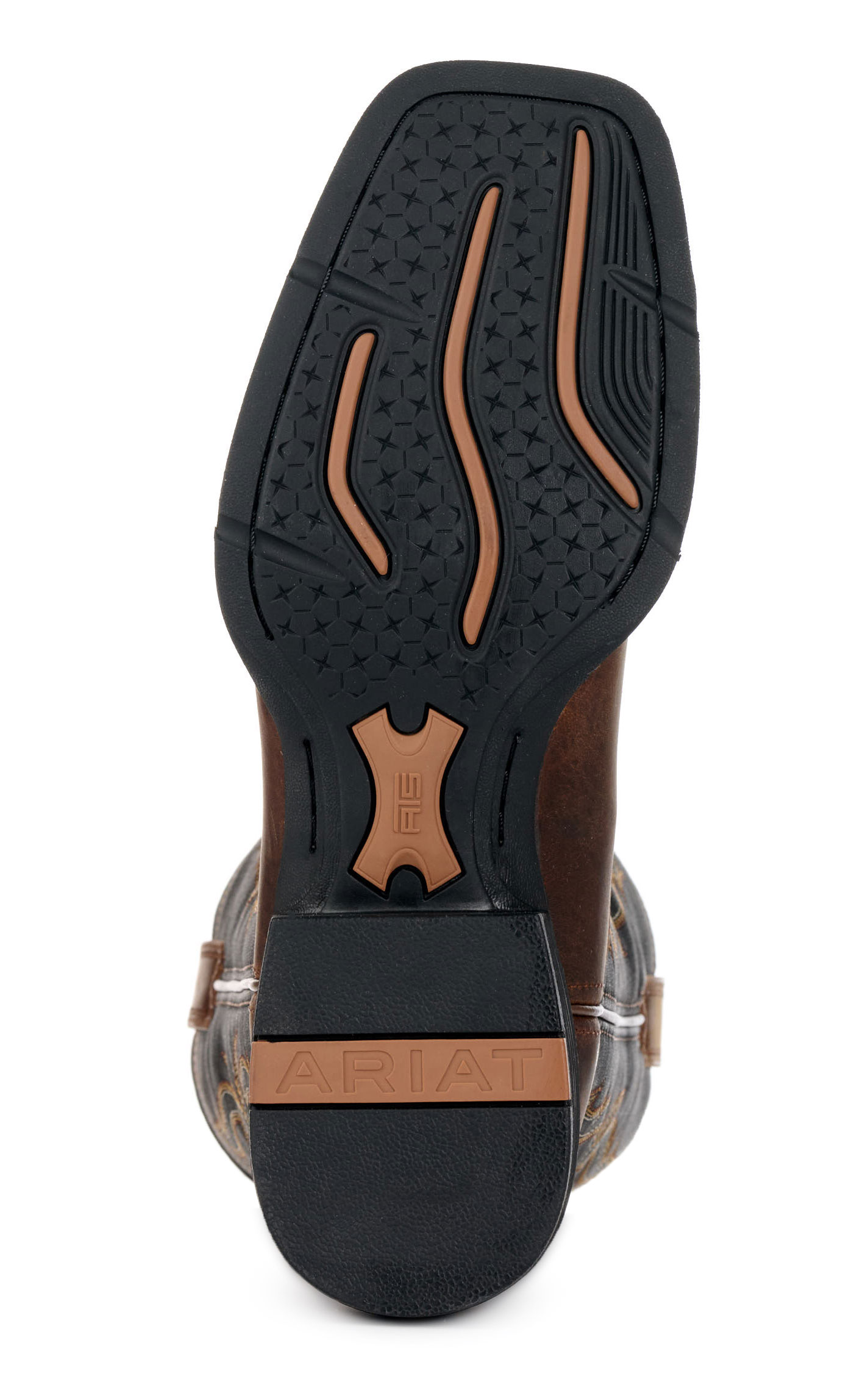 Ariat Men's Sport Rustler Brown & Black Wide Square Toe Cowboy Boots - Image 1