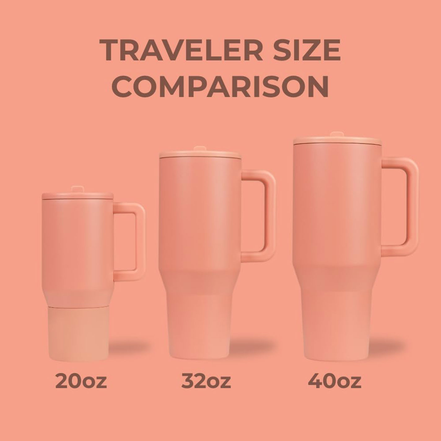 HydroJug Dahlia Peach 40 oz Traveler Mug  - Image 1