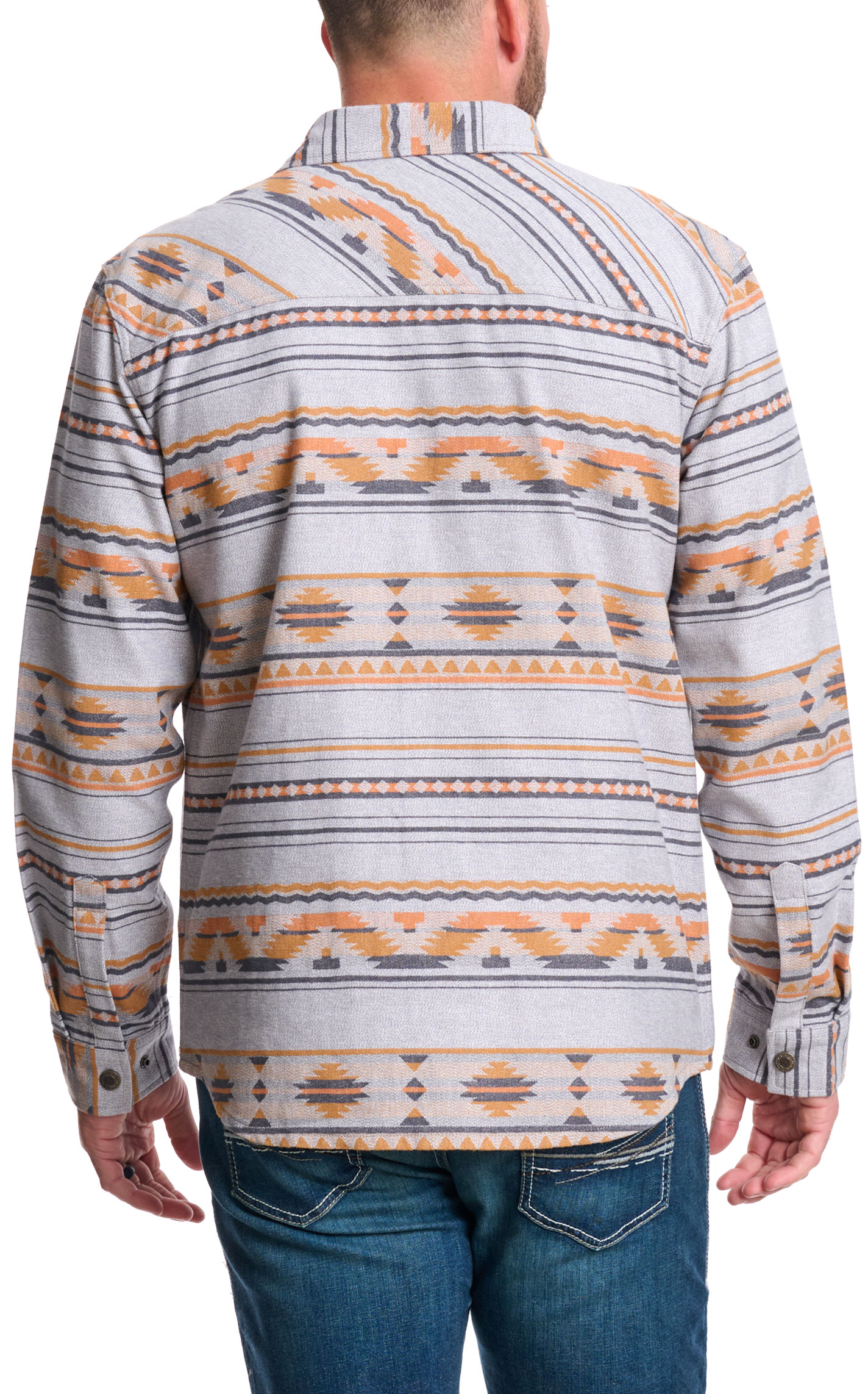 Rafter C Red Dirt Collection Men's Gray & Orange Aztec Shirt Jacket - Image 1