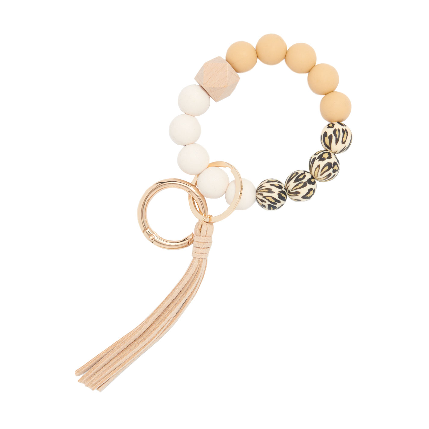 RNZ Imports Beige Beaded Tassel Keyring - Image 1