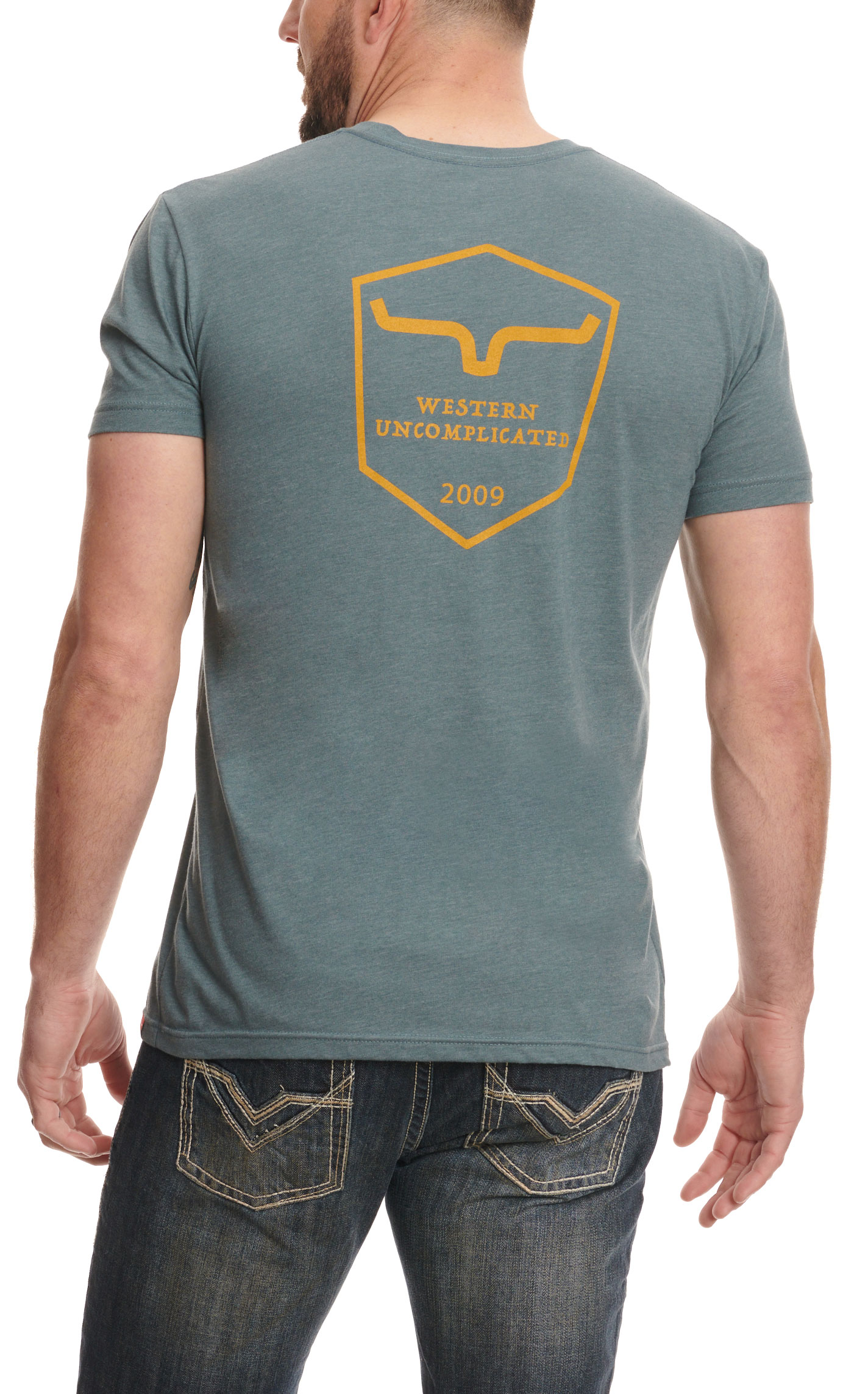 Kimes Ranch Men's Shielded Steel Blue Logo Graphic Short Sleeve T-Shirt - Image 1