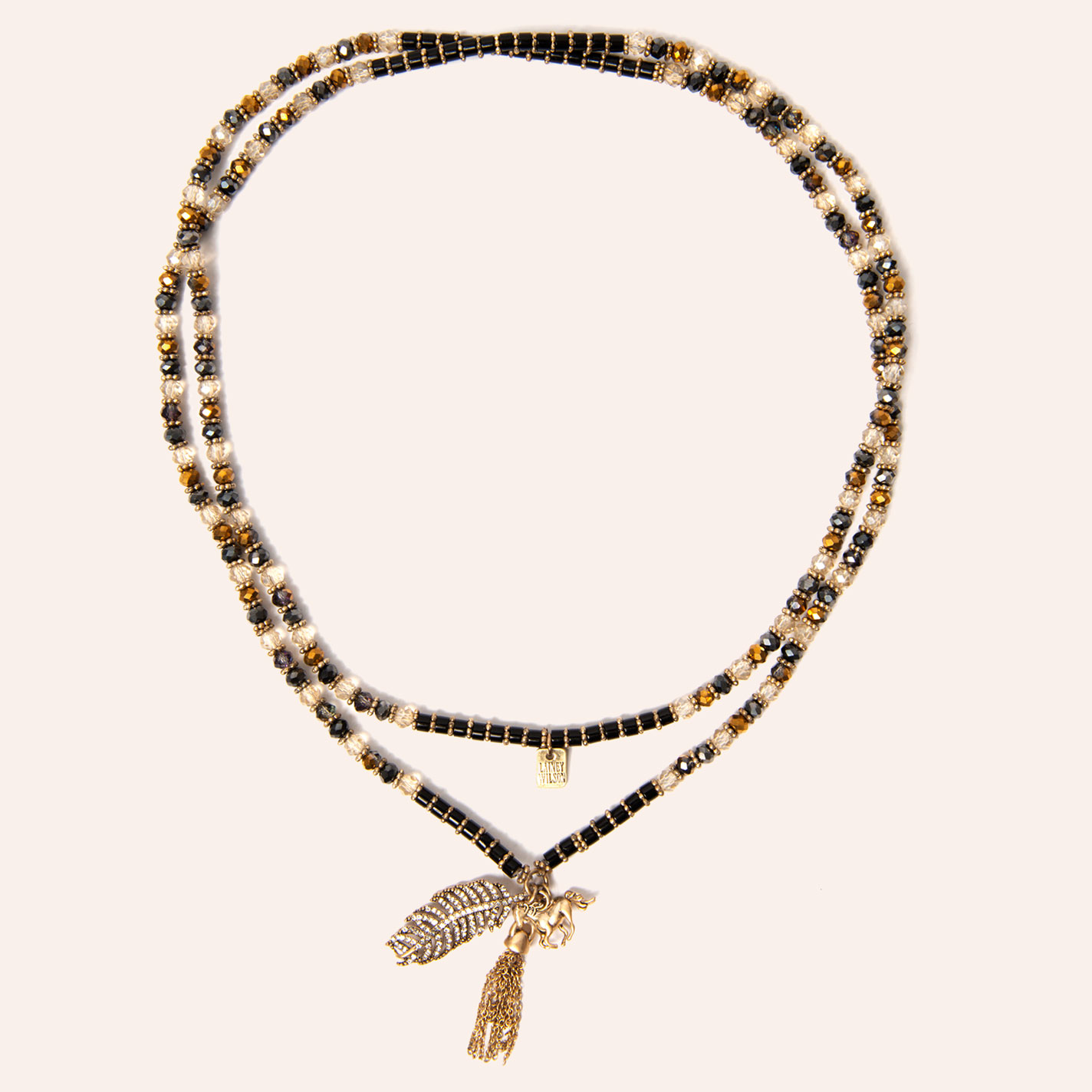 Lainey Wilson Gold & Jet Beaded Convertible Necklace Bracelet - Image 1