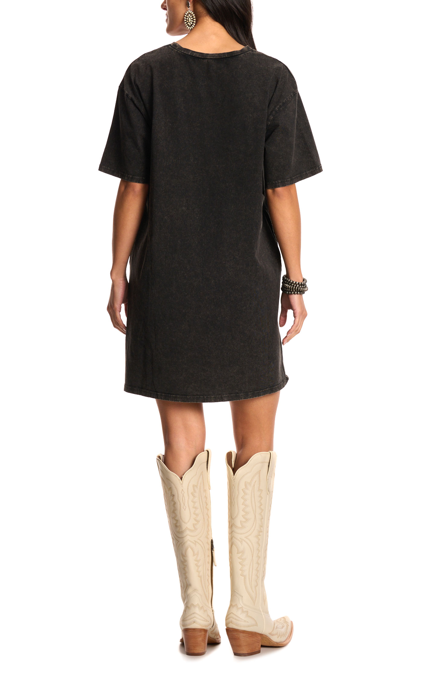 Southern Grace Women's Black Bronc Rider T-Shirt Dress - Image 1