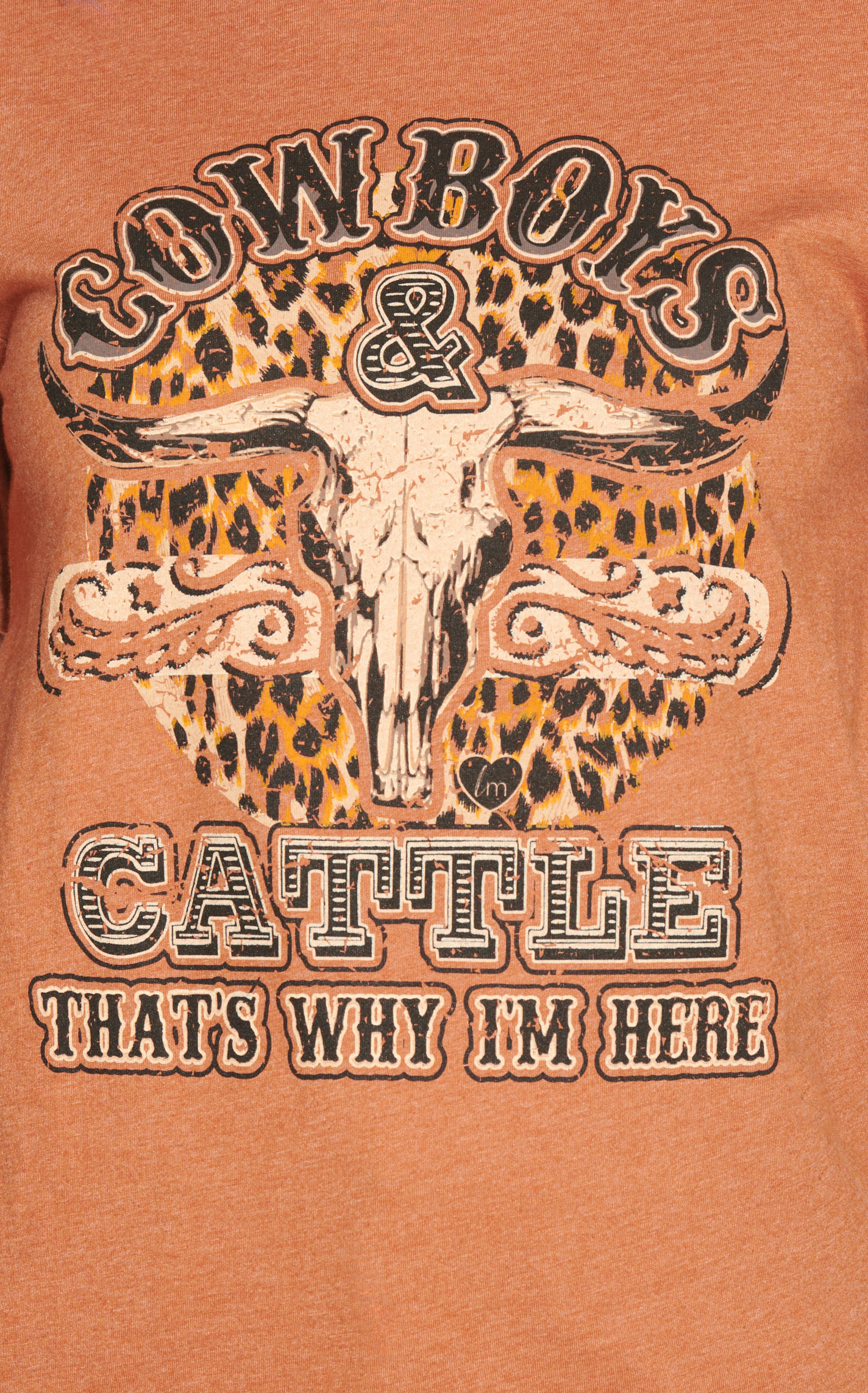 LuLu Mac Women's Autumn Rust Cowboys & Cattle Graphic Short Sleeve T-Shirt - Image 1