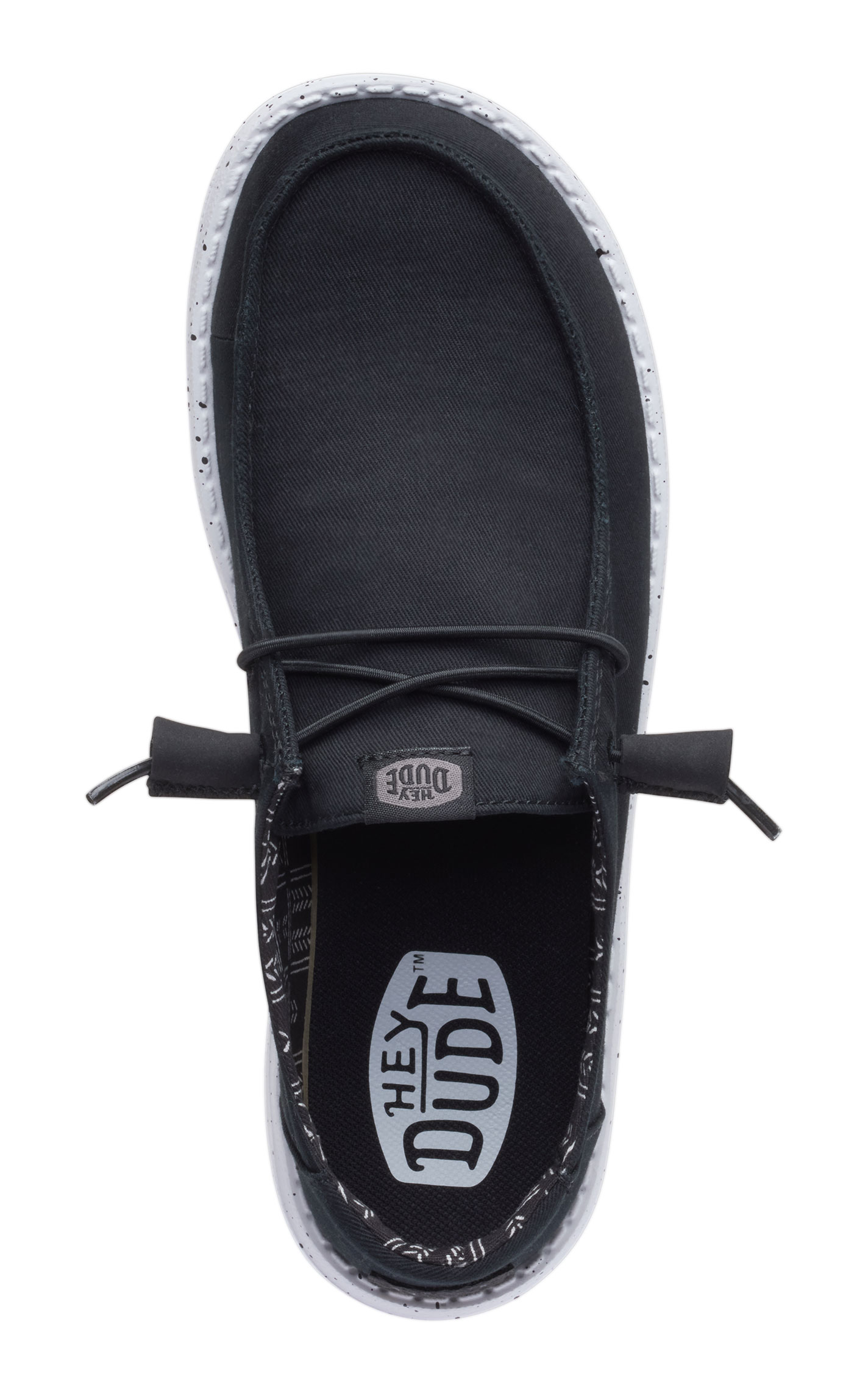 Hey Dude Women's Wendy Stretch Canvas Black Lace Moc Toe Shoes - Image 1