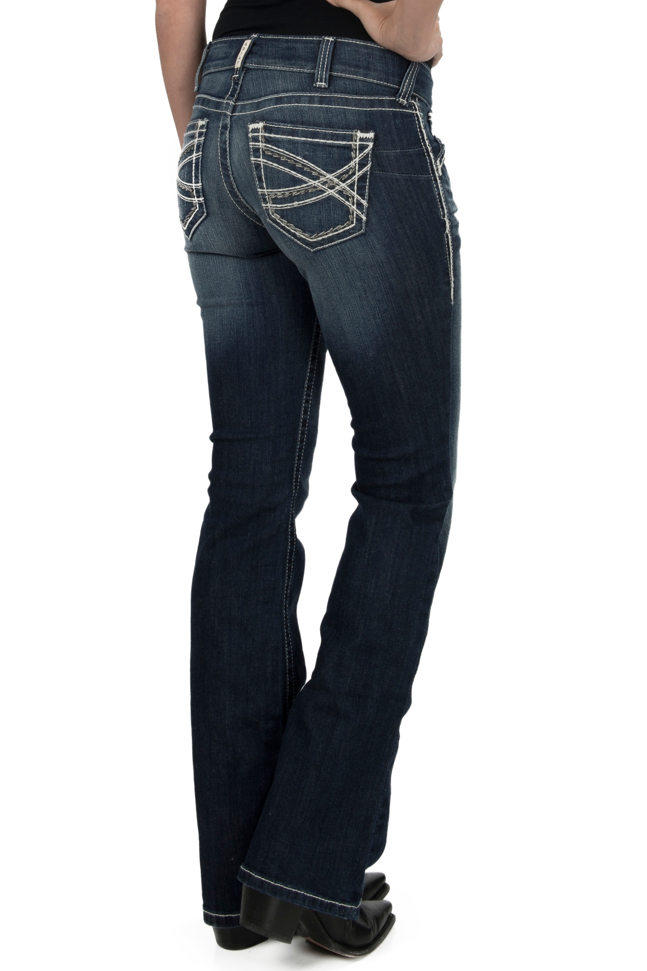 Ariat Women's REAL Entwined Medium Wash Boot Cut Stretch Jeans - Image 1