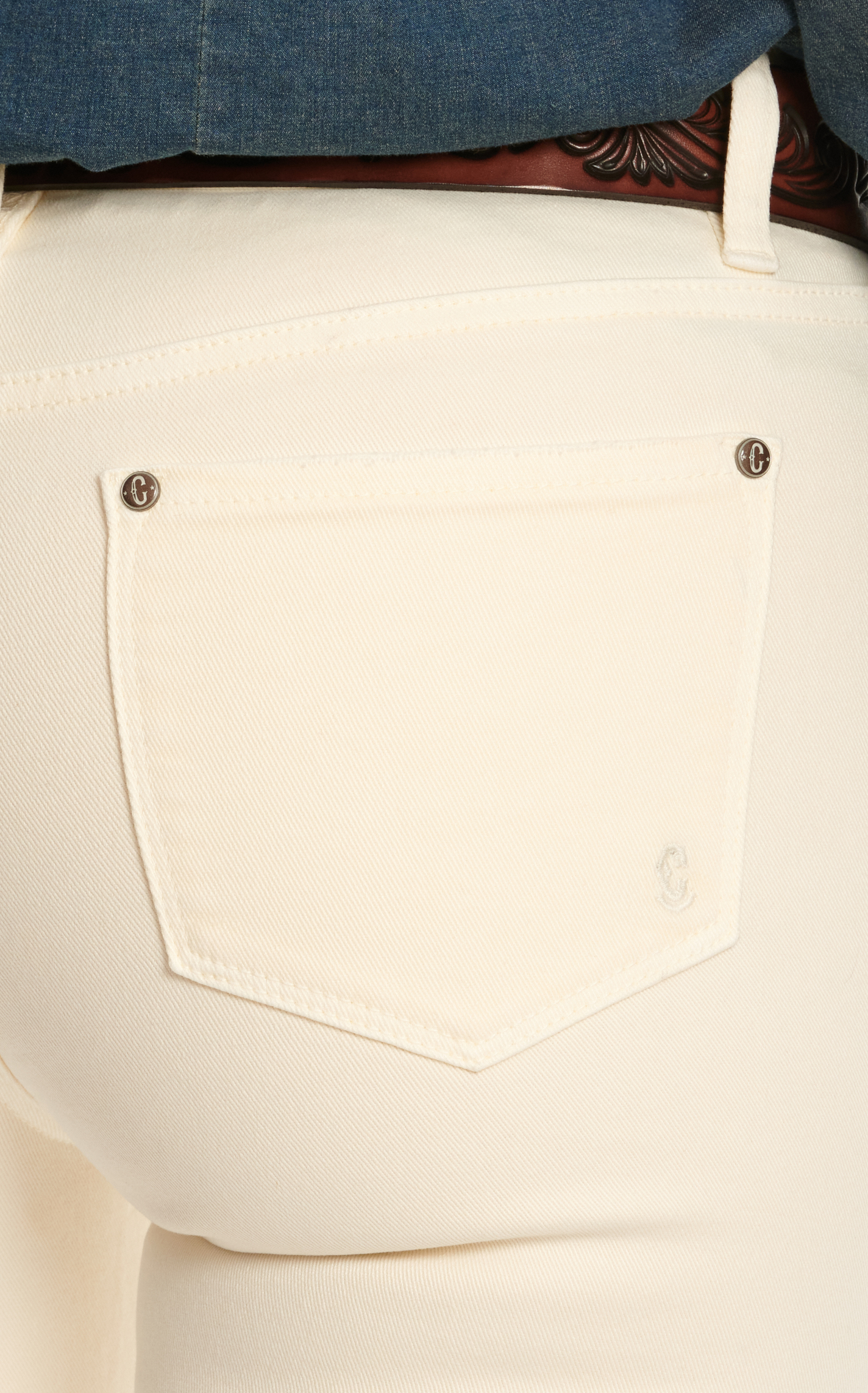Rockin C Women's Cream 5 Button Fly High-Rise Flare Leg Jeans - Image 1