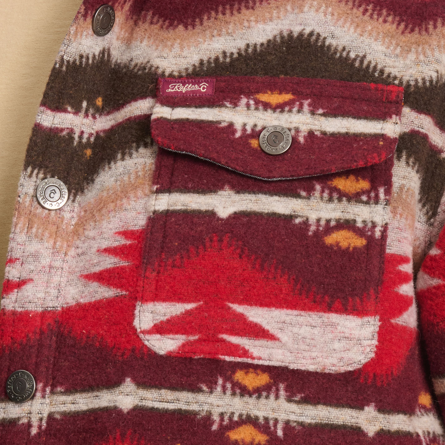 Rafter C Men's Red Dirt Collection Coffee & Crimson Aztec Shirt Jacket - Image 1