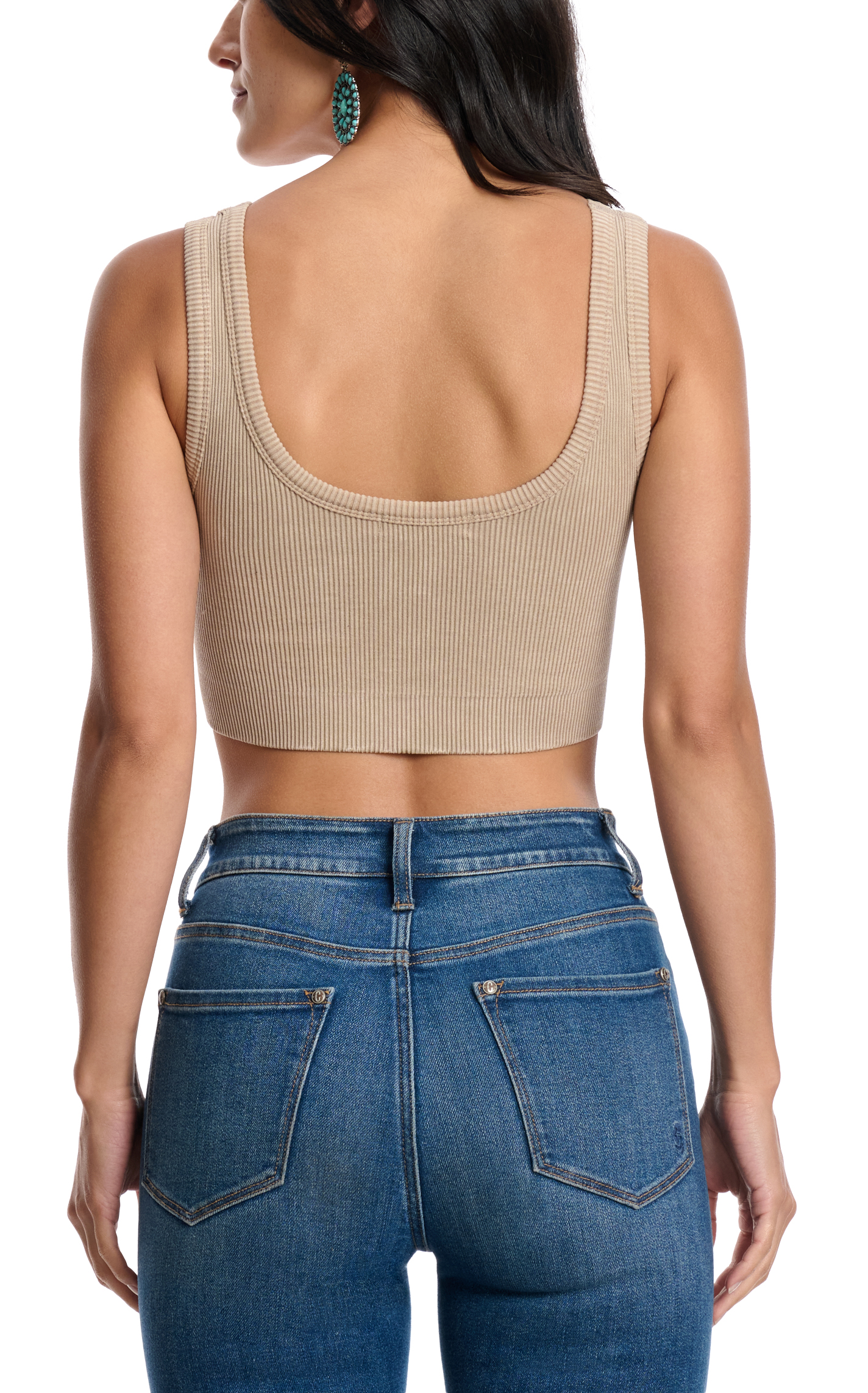 HYFVE Women's Oatmeal Ribbed Stretch Tank Bralette - Image 1